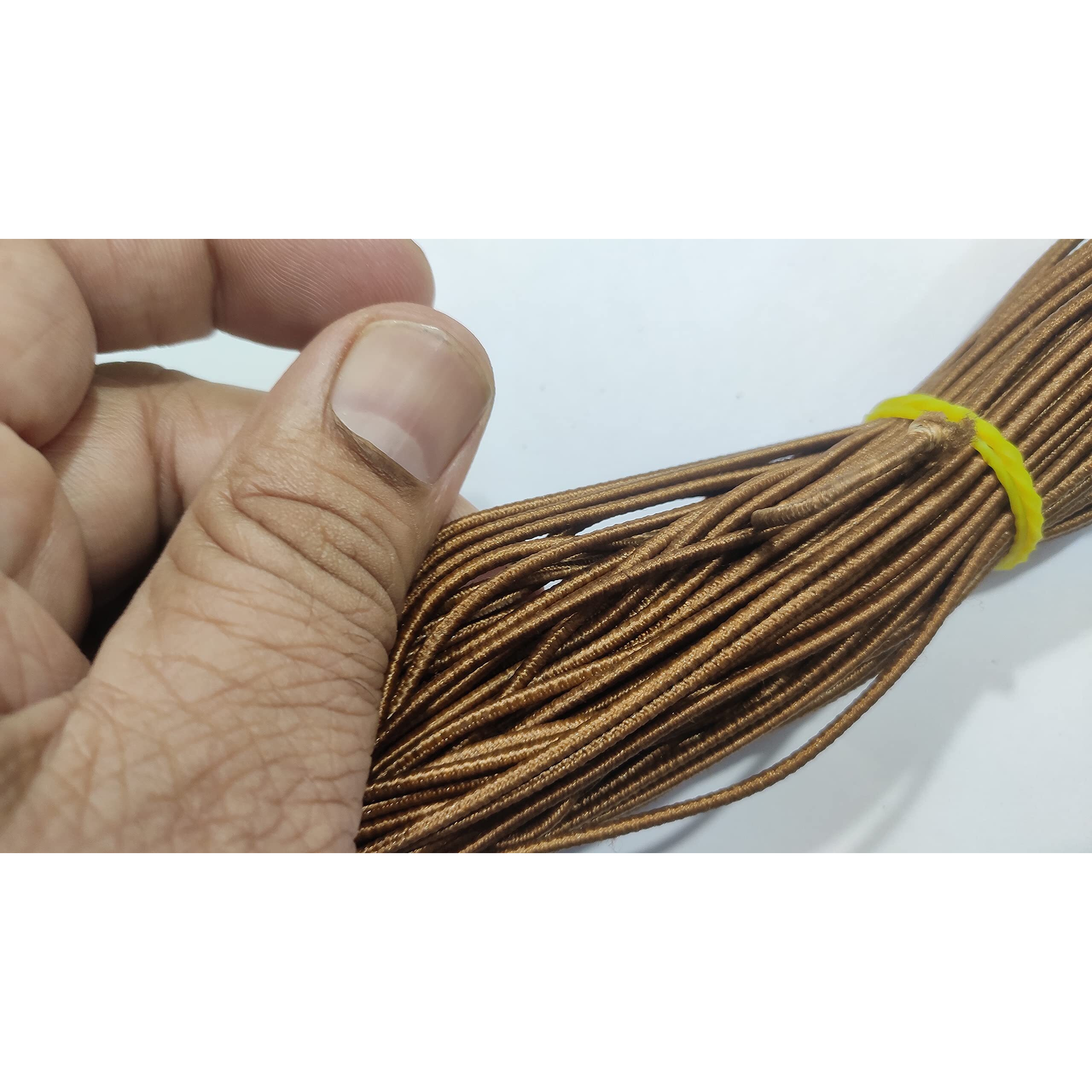 Omx 1.5 Mm Elastic Stretch String/Cord. High Fashion Boutique Craft, Project Bracelet String Trim, Hanging Mask Making, (Brown, 16 Mtr)