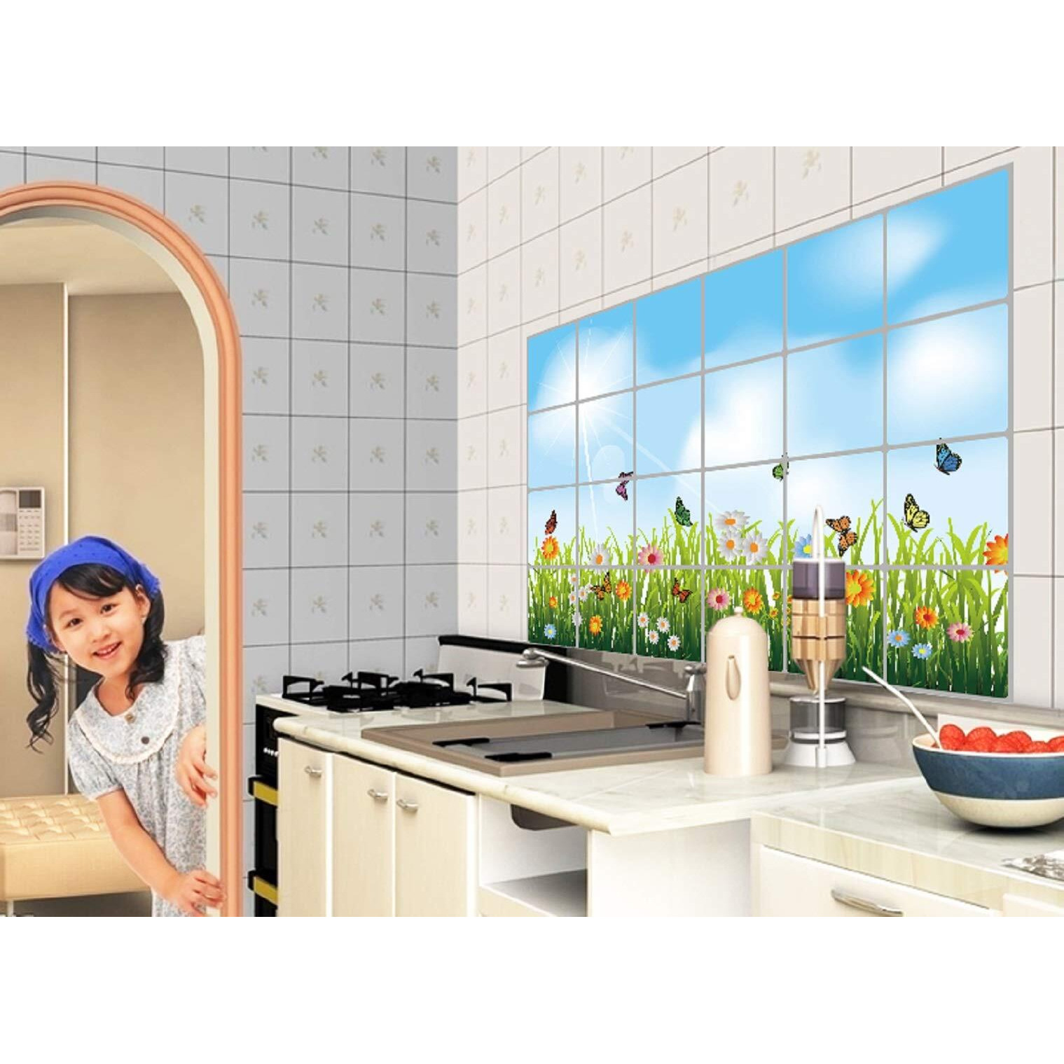 Jaamso Royals Nature Design Kitchen Wall Stickers Self-Adhesive Resistant Removable Heat Oil Proof Waterproof Vegetable Decal Aluminum Foil Sticker For Wall Decor And Home Decor(90Cm X 60Cm)