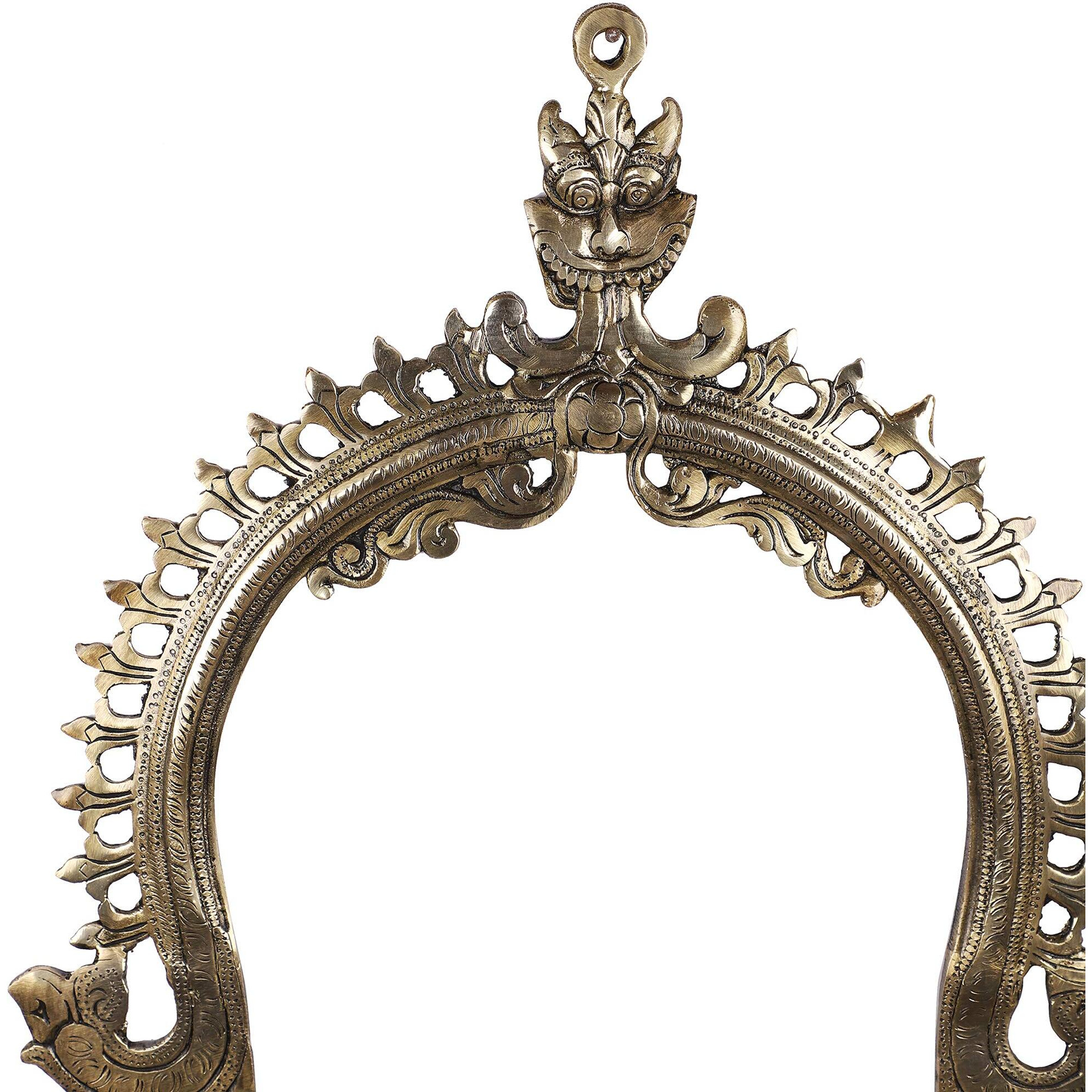 Two Moustaches Yali Design Temple Prabhavali Brass Wall Hanging