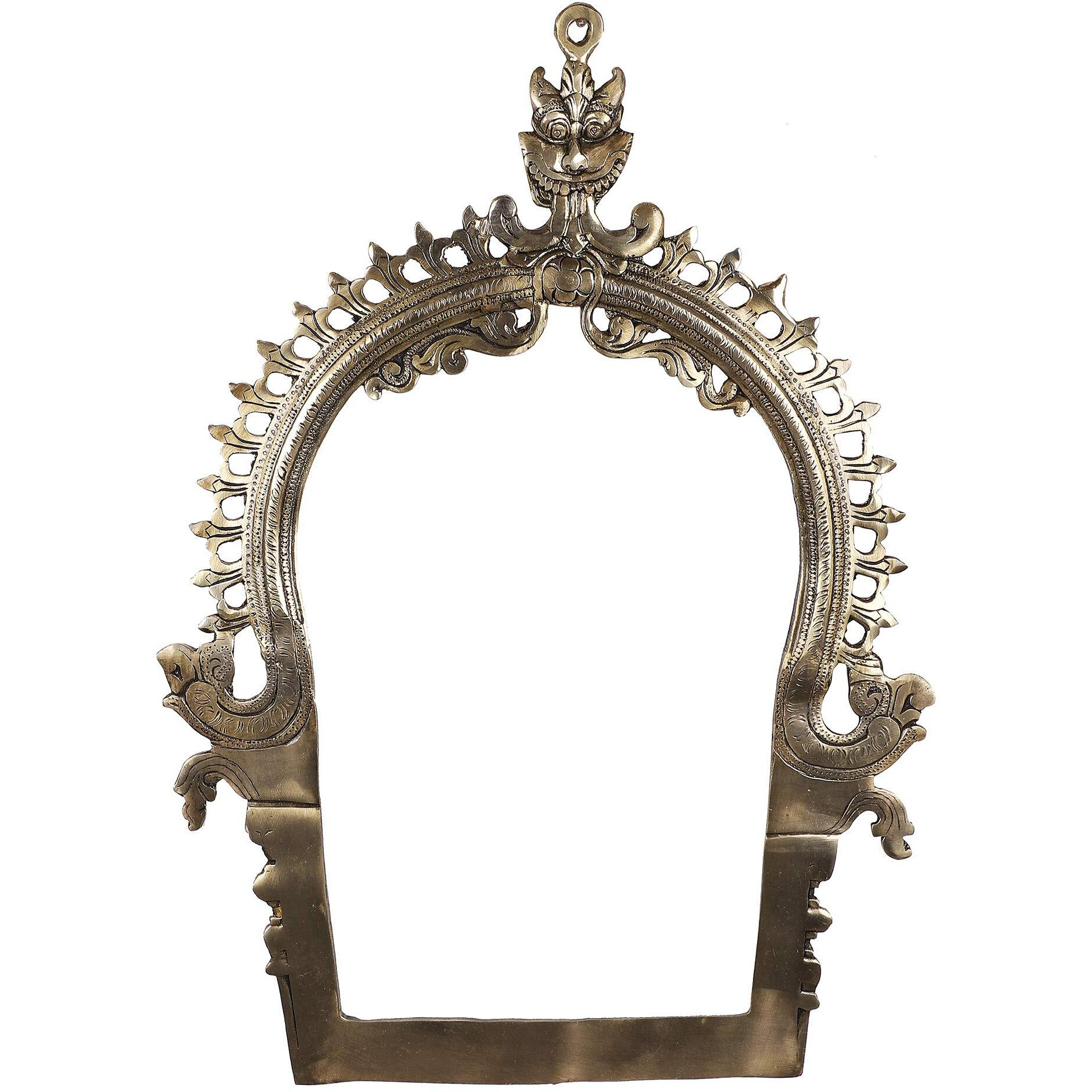Two Moustaches Yali Design Temple Prabhavali Brass Wall Hanging
