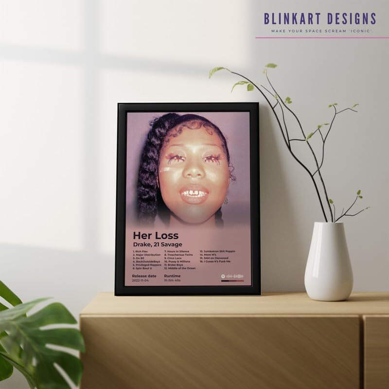 Blinkart 21 Savage(American Dream) Music Album Songs Poster Hanging Wall Artwork Photoframes Art Home Bedroom Living Room Aesthetics Spotify Song Link Qr Code With Your Photo Frame