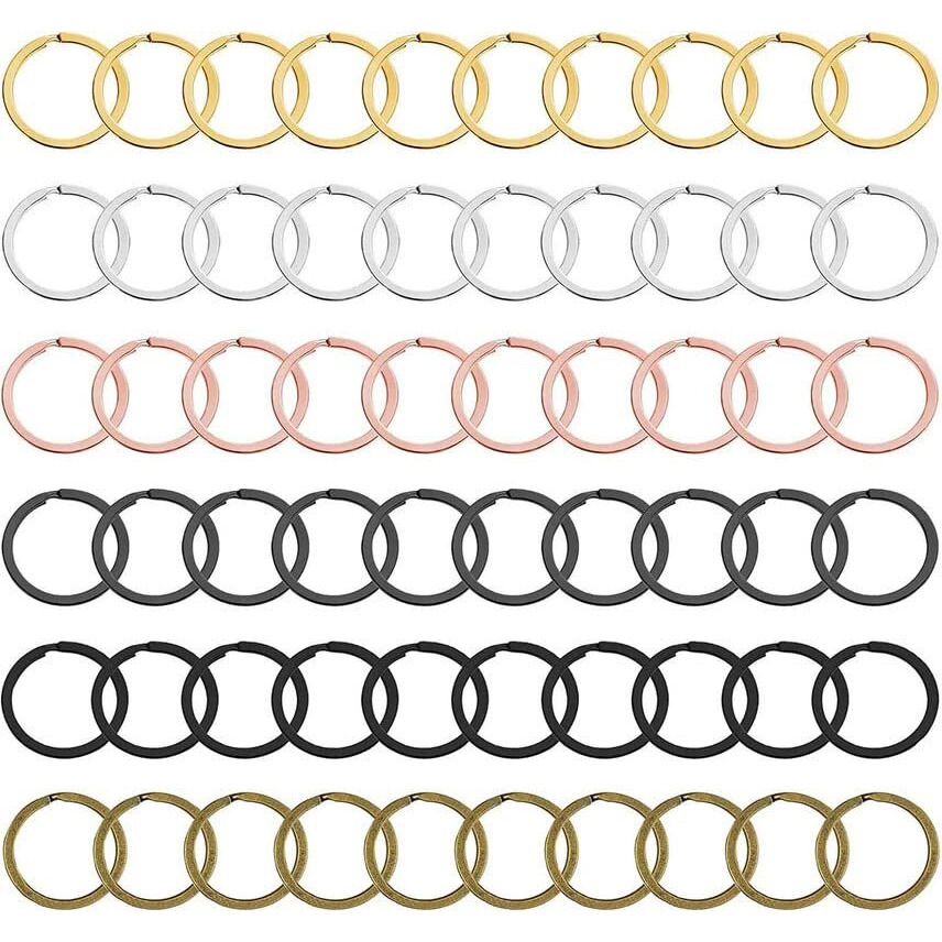 Diy Crafts 75 Pcs, Small, Silver/Gold, Split Rings Set Mini Key Chain Ring Metal Silvery Keychain Rings For Keychain Lanyard Hanging Nail Files, Label Tags, Foldable Scissors, K (75 Pcs, Small)