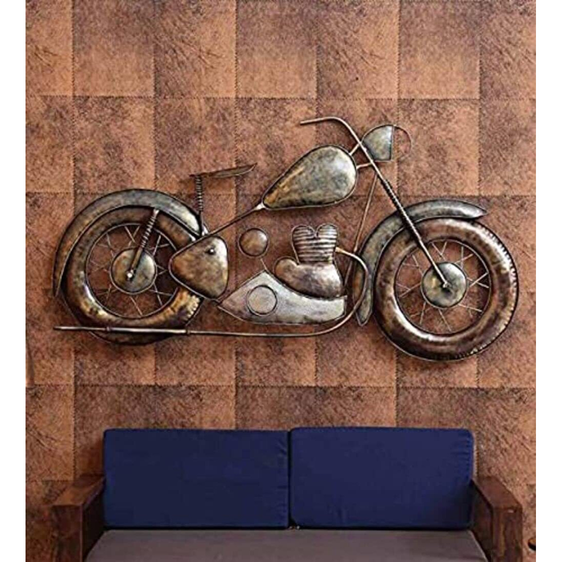 Decore Basket Iron Metal W-David Bike Wall DCor | Wall Decorative Item For Living Room,Dining Room, Bedroom & For Gift Purpose Color(Gold), 30 Centimeters