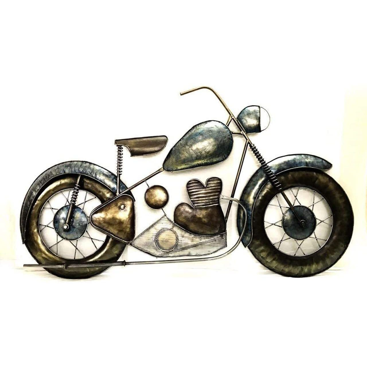 Decore Basket Iron Metal W-David Bike Wall DCor | Wall Decorative Item For Living Room,Dining Room, Bedroom & For Gift Purpose Color(Gold), 30 Centimeters