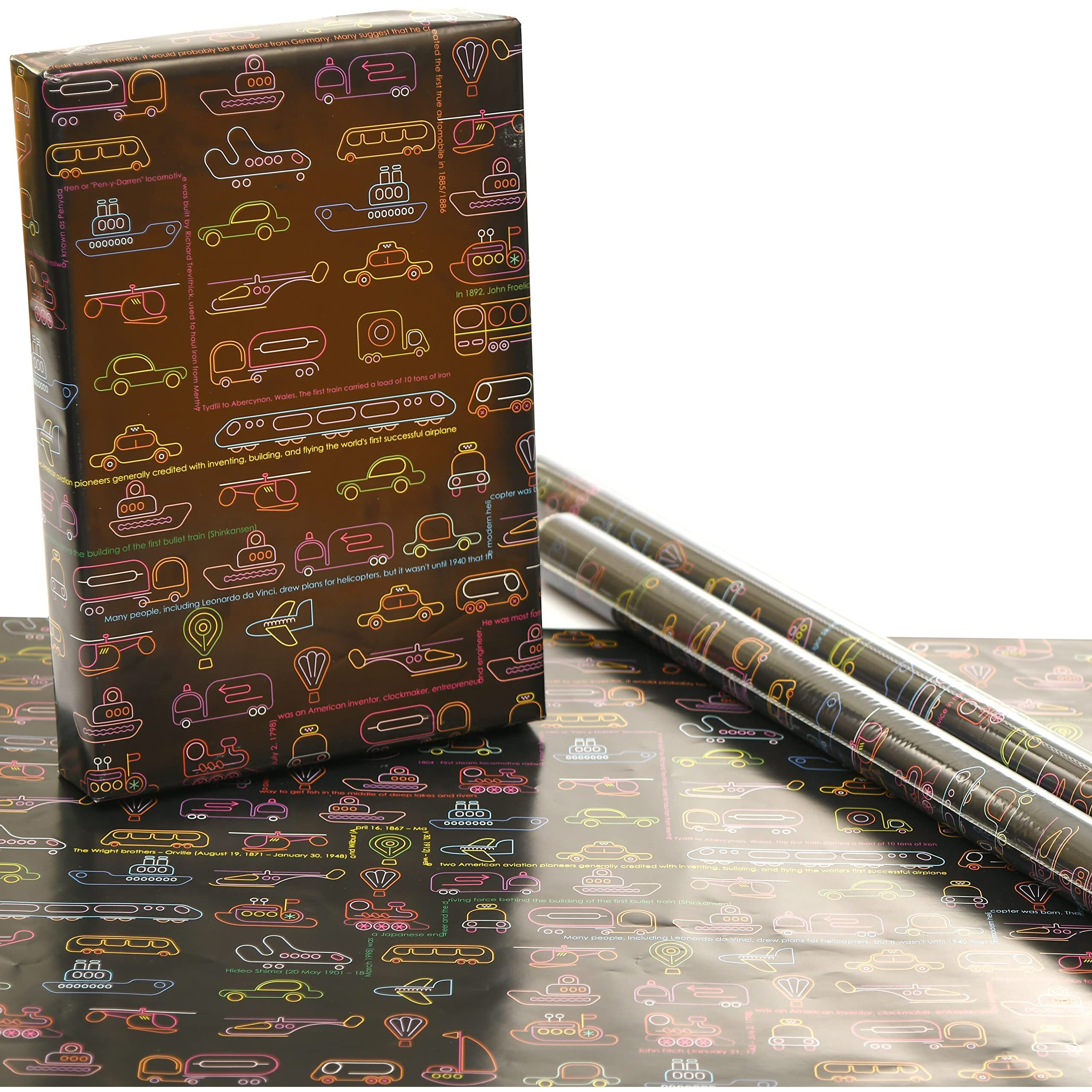 Evince Birthday Gift Wrapping Paper Kids | Cars Thick Gloss Gifts Wraps Boys Girls Birthday Friendship Day Theme Party Christmas Eid | Contains 5 Recyclable Sheets 70 X 50 Cms Scrapbook DCor