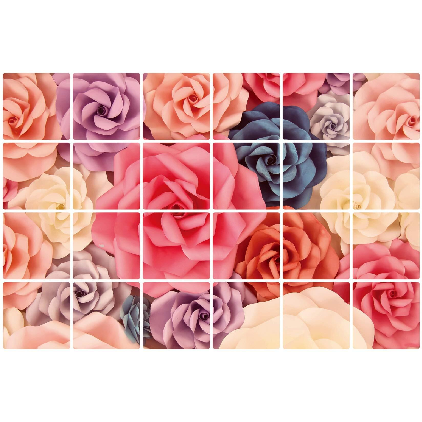Jaamso Royals Roses Kitchen Wall Stickers Self-Adhesive Resistant Removable Heat Oil Proof Waterproof Vegetable Decal Aluminum Foil Sticker, (90Cm X 60Cm)