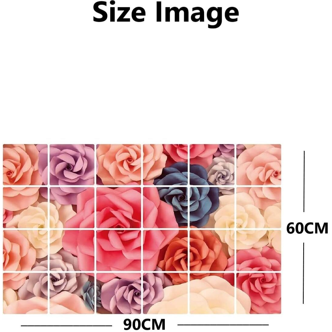 Jaamso Royals Roses Kitchen Wall Stickers Self-Adhesive Resistant Removable Heat Oil Proof Waterproof Vegetable Decal Aluminum Foil Sticker, (90Cm X 60Cm)