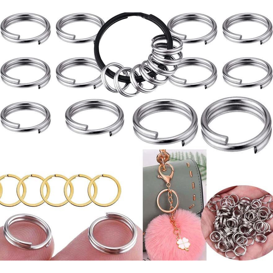 Diy Crafts 50X Pcs, Antique Gold, Split Rings Set Mini Key Chain Ring Metal Silvery Keychain Rings For Keychain Lanyard Hanging Nail Files, Label Tags, Foldable Scissors, Ke(50X Pcs, Antique Gold)
