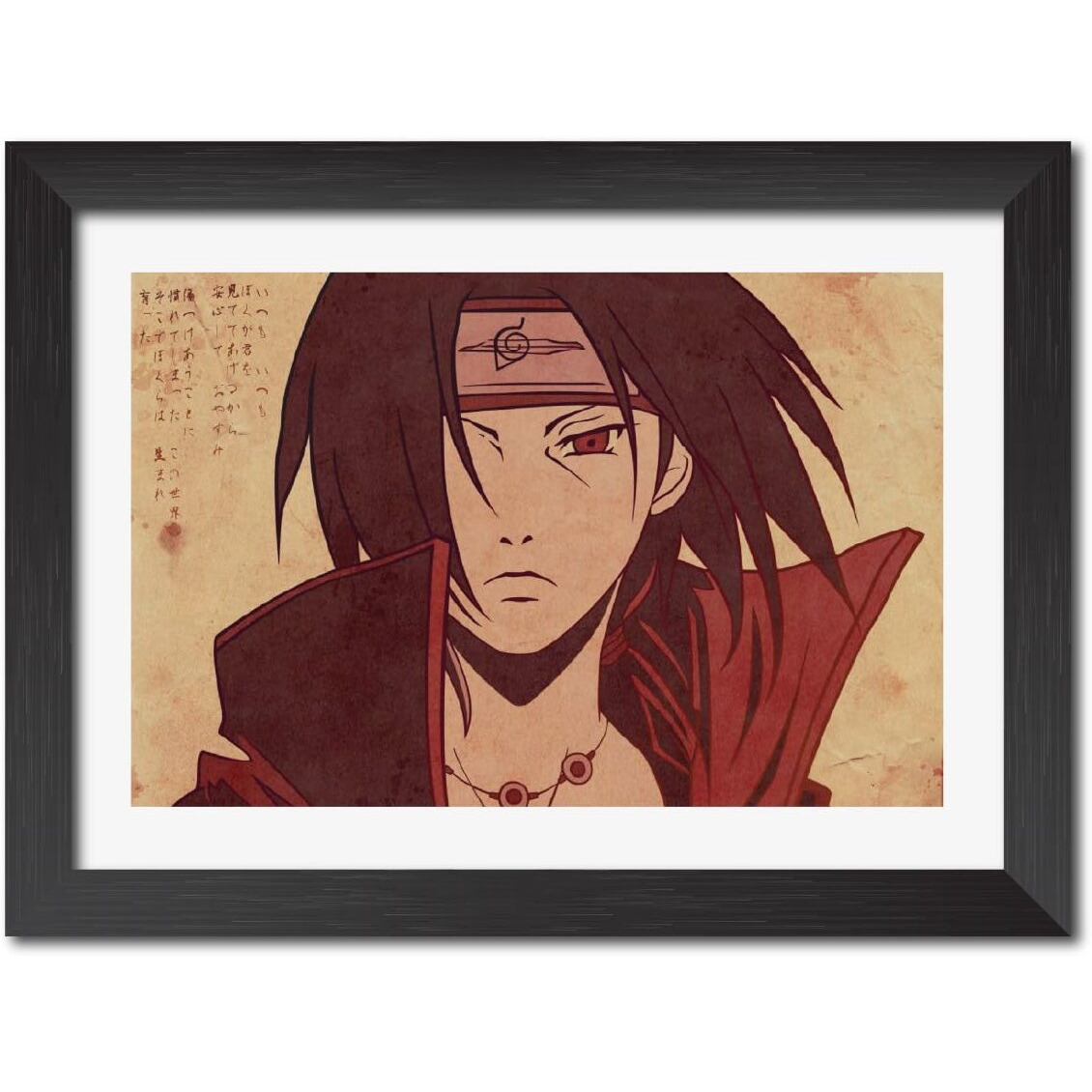 Tenorarts Itachi Uchiha Poster Naruto Anime Laminated Poster Framed Paintings With Matt Finish Black Frame (12Inches X 9Inches)