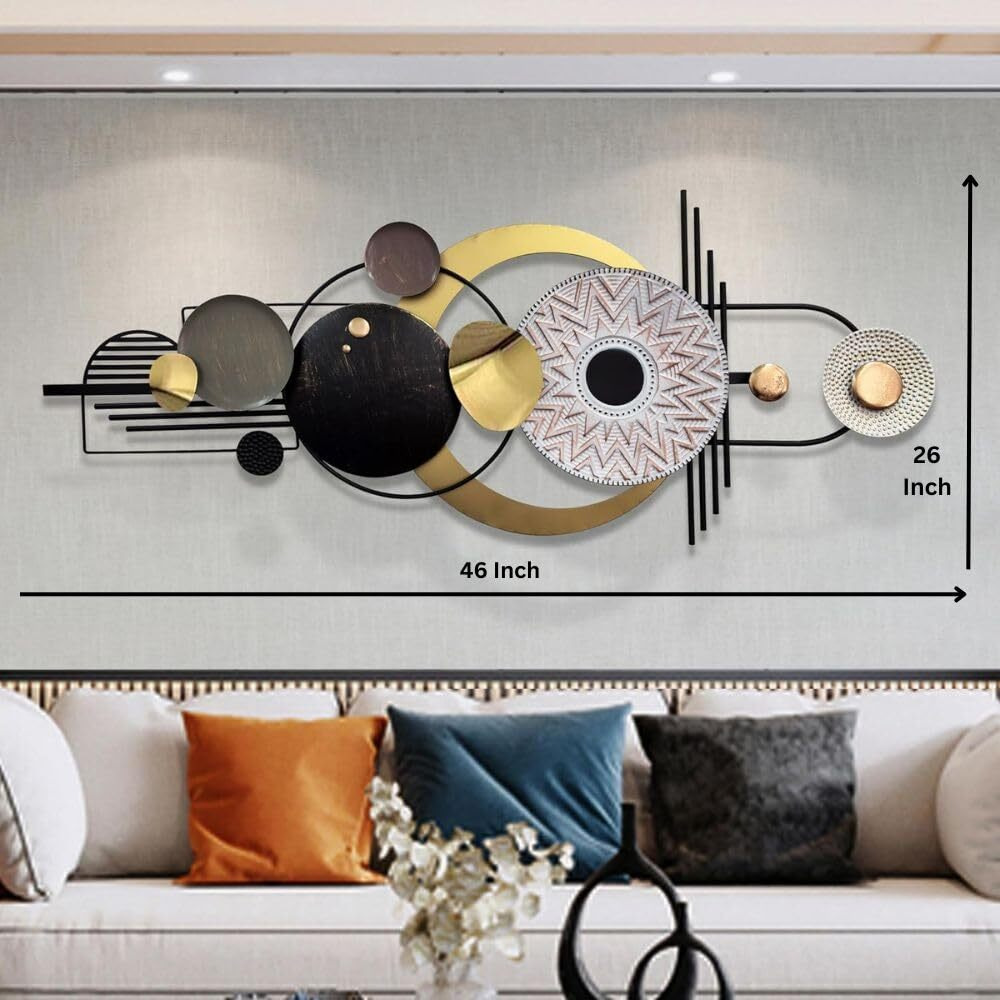 Ovik - Handcrafted Metal Modern Wall Art Multicolor Unique Modern Accent For Stylish Interiors Wall Art For Home Decor, Living Room, Bedroom & Office (Size 46X26 Inch)