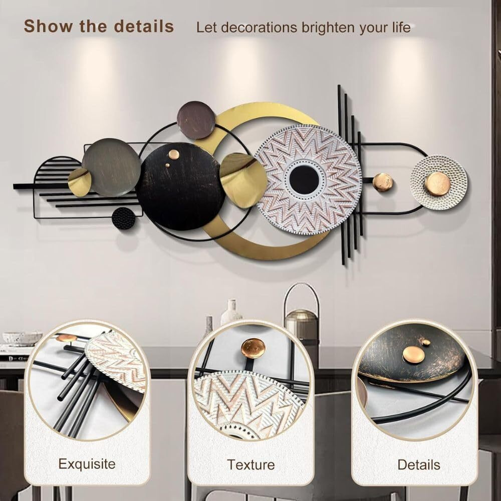 Ovik - Handcrafted Metal Modern Wall Art Multicolor Unique Modern Accent For Stylish Interiors Wall Art For Home Decor, Living Room, Bedroom & Office (Size 46X26 Inch)