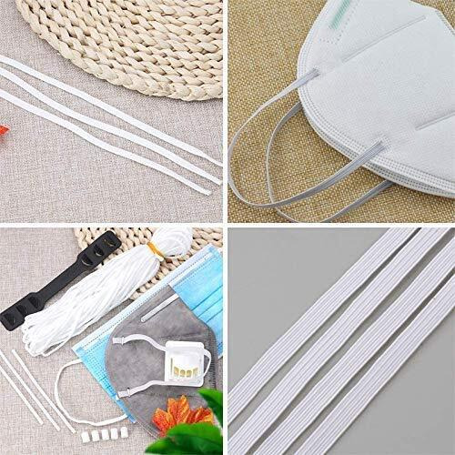 Ampereus 4Mm White Elastic Cord Earloop For Face Mask - Elastic Loop Ear Rope Stretch Flat String Craft Project Bracelet String Trim For Crafting,Hanging, Mask Making. (25 Mtr)