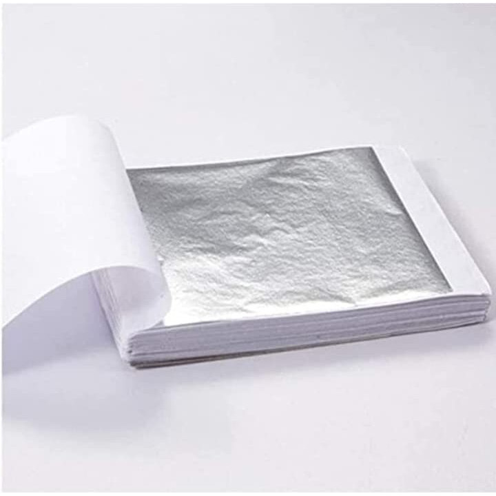 Gold Leaf 16X16 Metallic Foil Sheets For Gilding, Home Decoration, Art & Crafts, Painting Arts Crafts Nails And Diys Silver (25)