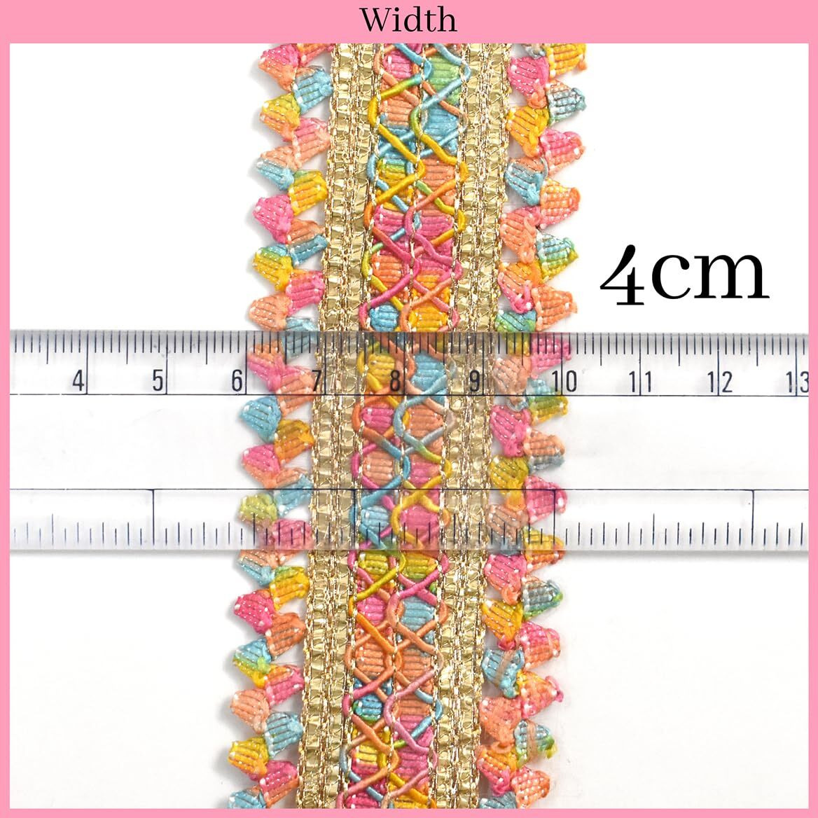 Embroiderymaterial Trim Laces & Borders Material, Zari On Net Design Border Lace For Saree Border, Kurta, Dupatta, Blouse, Gown, Lehenga & Neckline (9 Meters, 4 Cm Wide) (Multicolor (9Mtr))