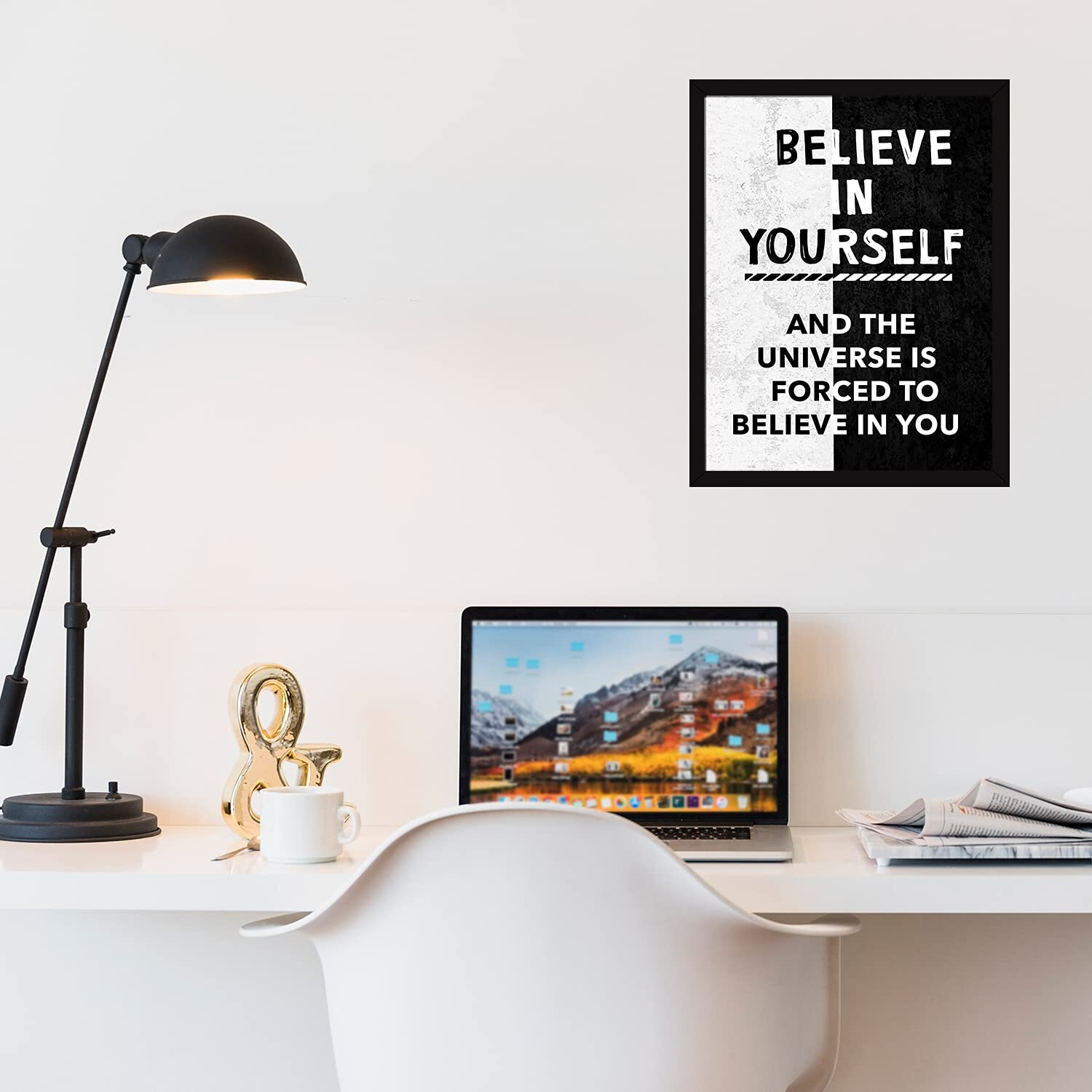 Chaka Chaundh - Believe In Yourself Quote With Frame - Motivation Photo Frame - Believe In Yourself Wall Dcor Poster - Inspirational Framed Posters - (13.6 X 10.6 Inches)