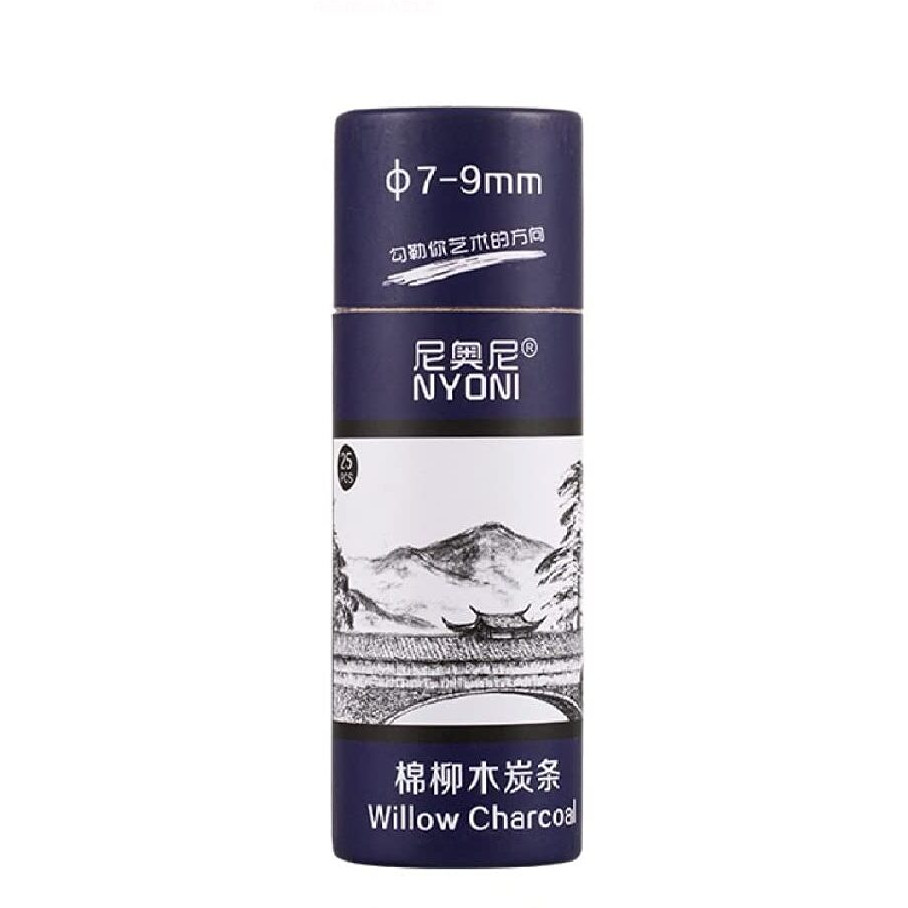 Ondesk Artics Artists' Cotton Willow Charcoal Strips | 7-9 Mm, Round | Perfect For Beginners, Professionals And Artists | Ideal For Sketching, Painting, Drawing, Shading & Illustrations | Pack Of 25