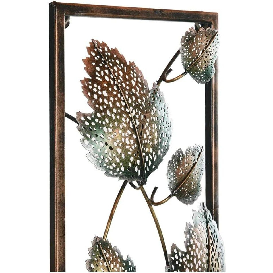 Collectible India Metal Frame Leaf Wall Decor Hanging Modern Leaves Art Wall Mounted Sculpture Showpiece For Home Office Living Room(Size 36 X 12 Inches)