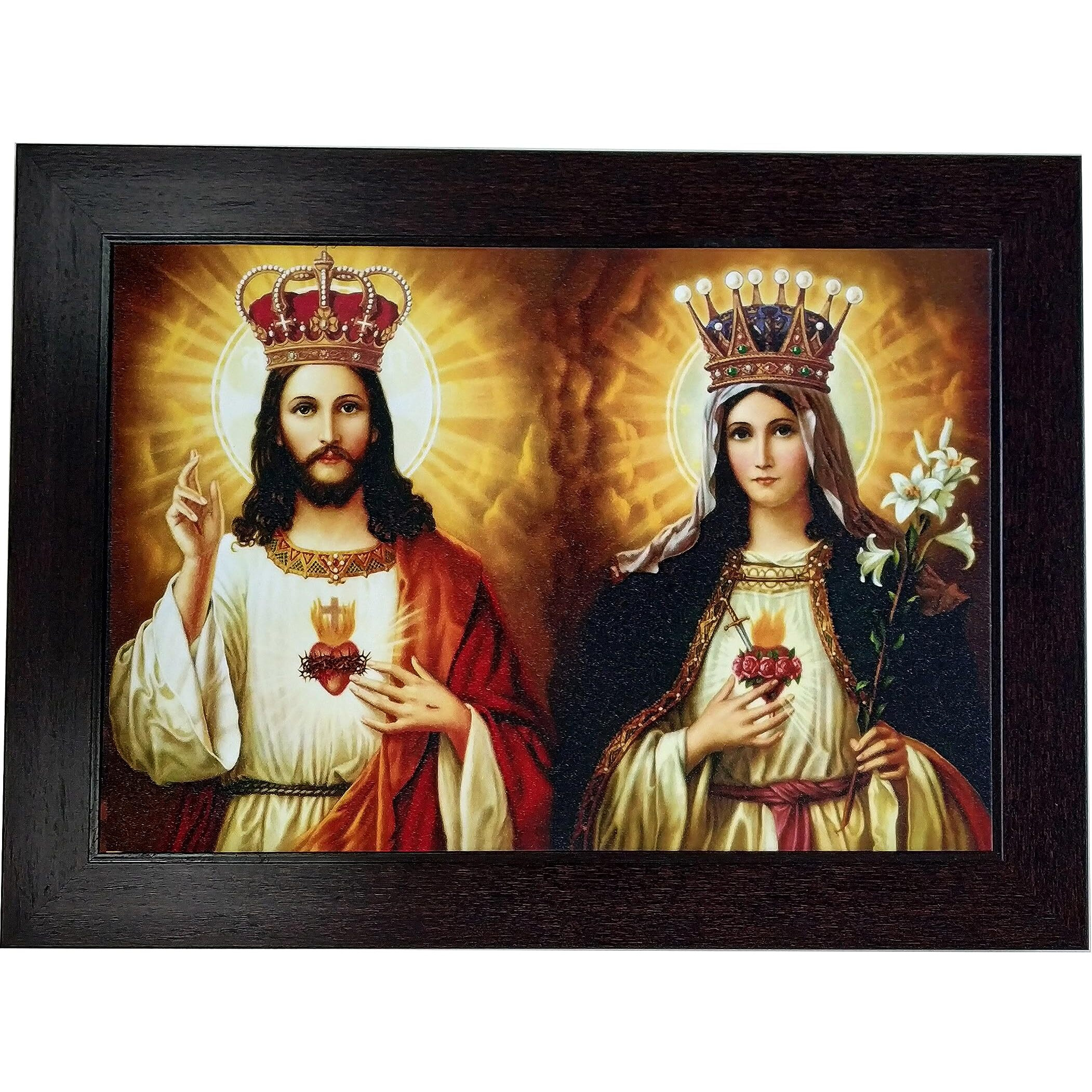 Elegance Jesus Christ And Mother Mary Painting Picture Photo Poster Frame Christian Art For Home Decor Living Room Bedroom Office Christmas Gifts Painting Size- 20 Length X 15 Height Inch