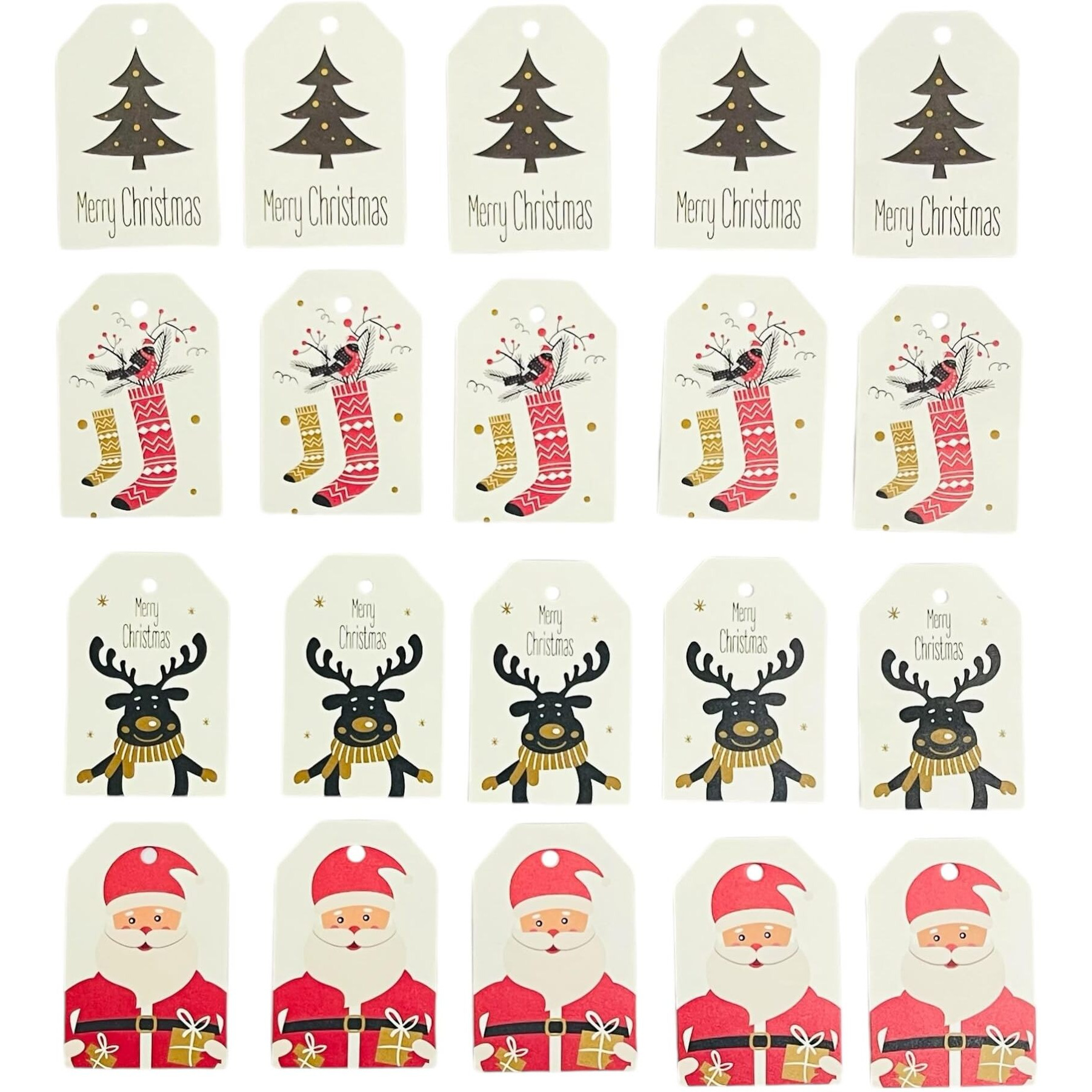 Moira Christmas Gift Tags Paper Pack With Strings, 60 Pieces, Ideal For Christmas Gifting