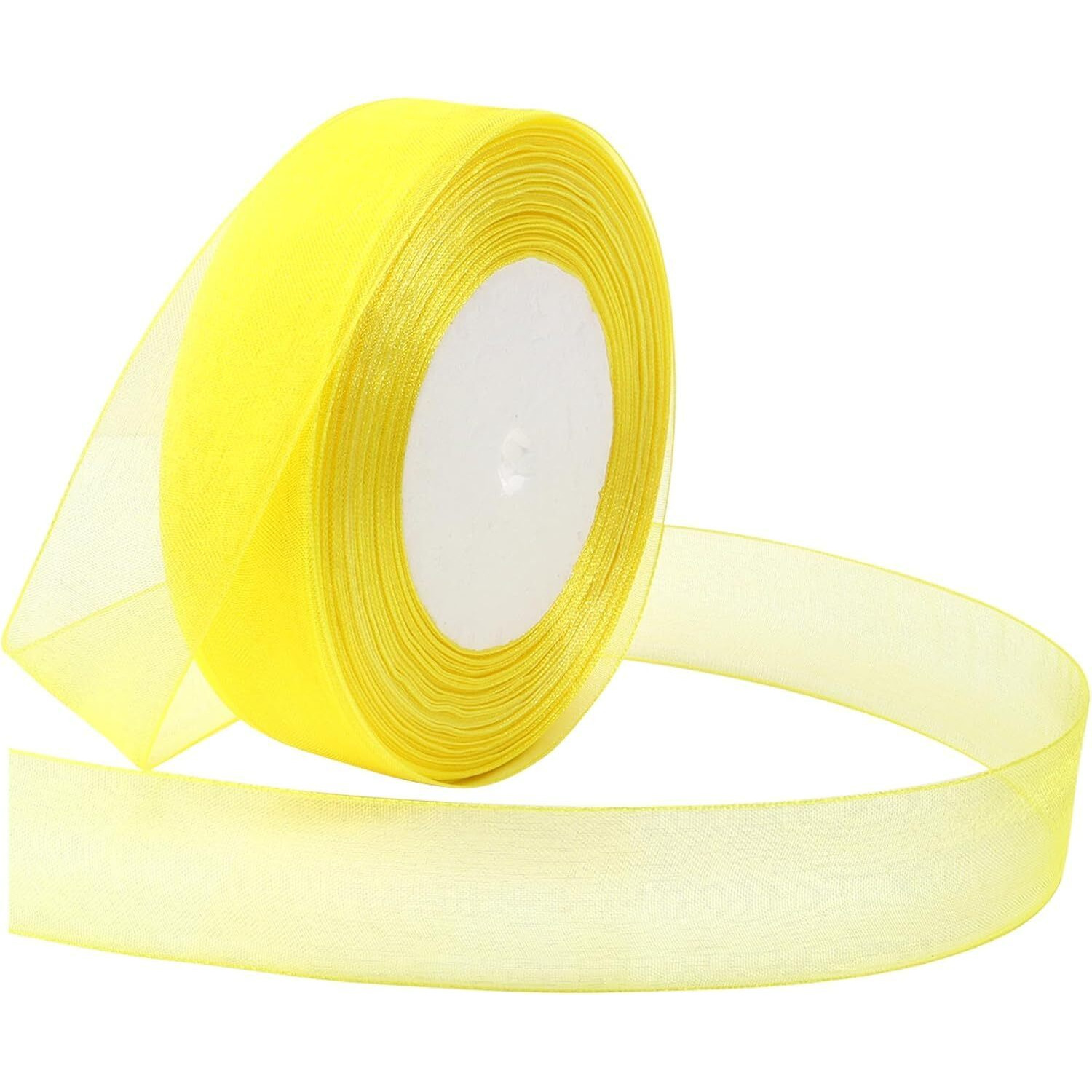 Imprint 1 Inch Yellow Sheer Organza Ribbon, 35 Metres, For Gift Wrapping, Decorations