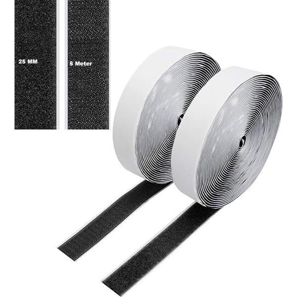 Tapahpriyay Self Adhesive Hook And Loop Tape Nylon Self Adhesive Heavy Duty Strips Fastener For Home Office School Car And Crafting Organization Water Tear Resistant For Window (25Mm * 5Meter)