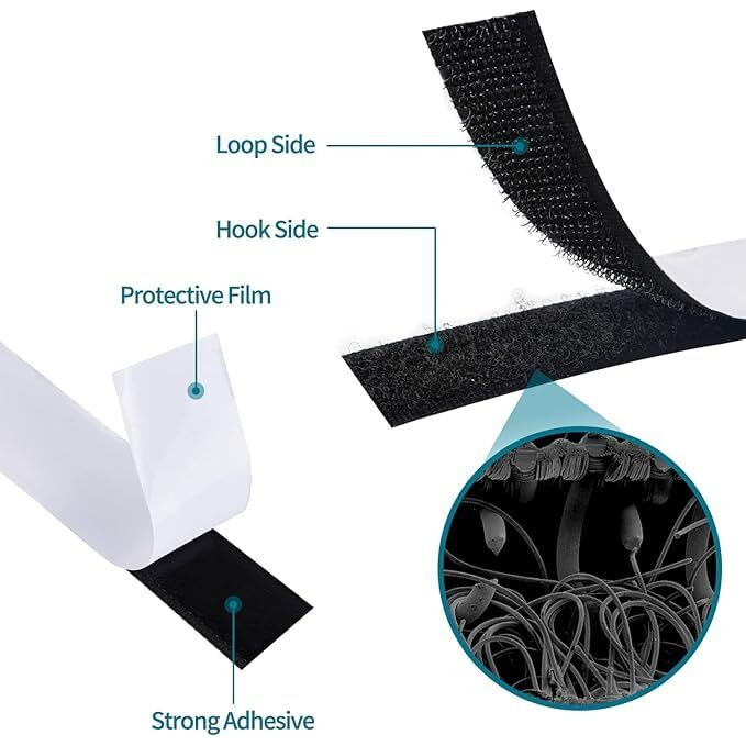 Tapahpriyay Self Adhesive Hook And Loop Tape Nylon Self Adhesive Heavy Duty Strips Fastener For Home Office School Car And Crafting Organization Water Tear Resistant For Window (25Mm * 5Meter)