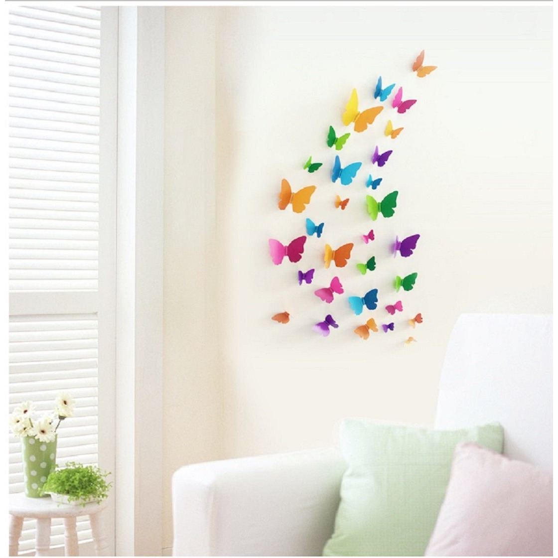 Indian Royals Beautiful Multicolour 3D Butterfly Stickers For Wall, Butterfly Decoration Items, Butterfly Stickers, Butterfly Wall Decor, Butterflies, Butterflies For Wall Decoration