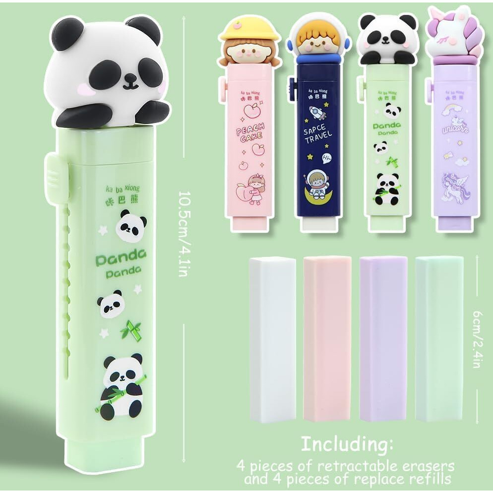 Lanloy Eraser For Kids And Erasers Cute Retractable Erasers For Students With Replaceable Rubber Core, Stationary Set For Kids, Kawaii Erasers, Fancy Erasers For Birthday Return Gift (4)
