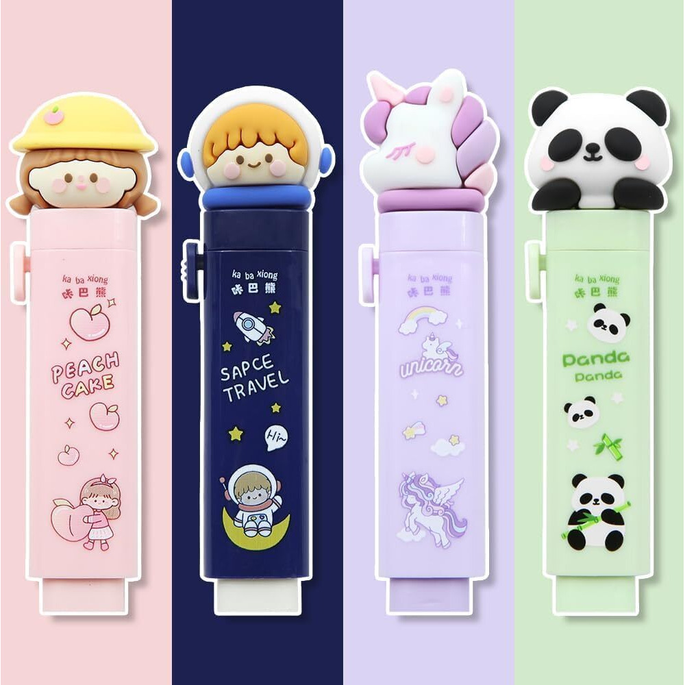 Lanloy Eraser For Kids And Erasers Cute Retractable Erasers For Students With Replaceable Rubber Core, Stationary Set For Kids, Kawaii Erasers, Fancy Erasers For Birthday Return Gift (4)