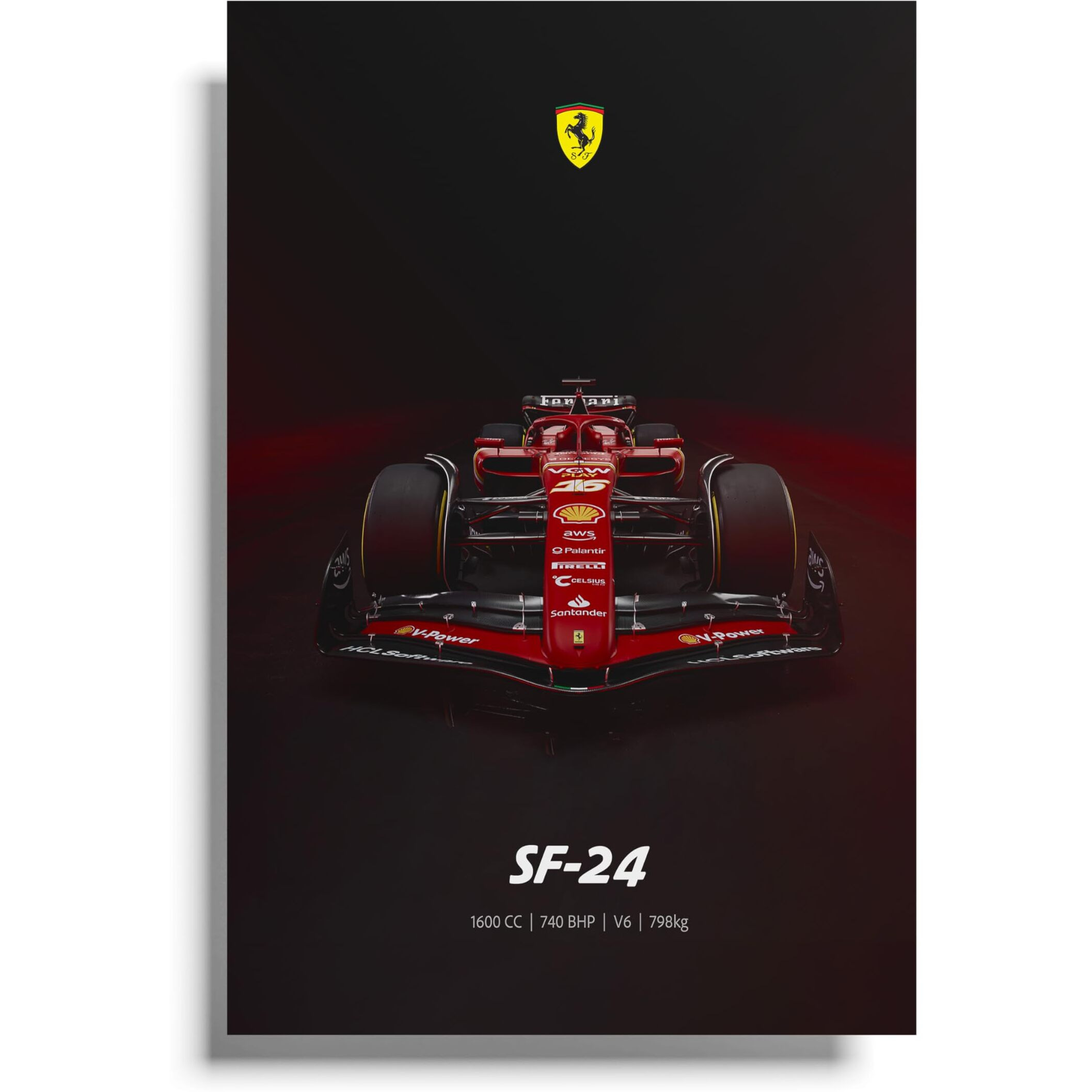 Podiumpe Scuderia Ferrari Formula One Poster | Sf24 2024 Specs F1 Wall Art | 300 Gsm A3 Glossy | Unframed