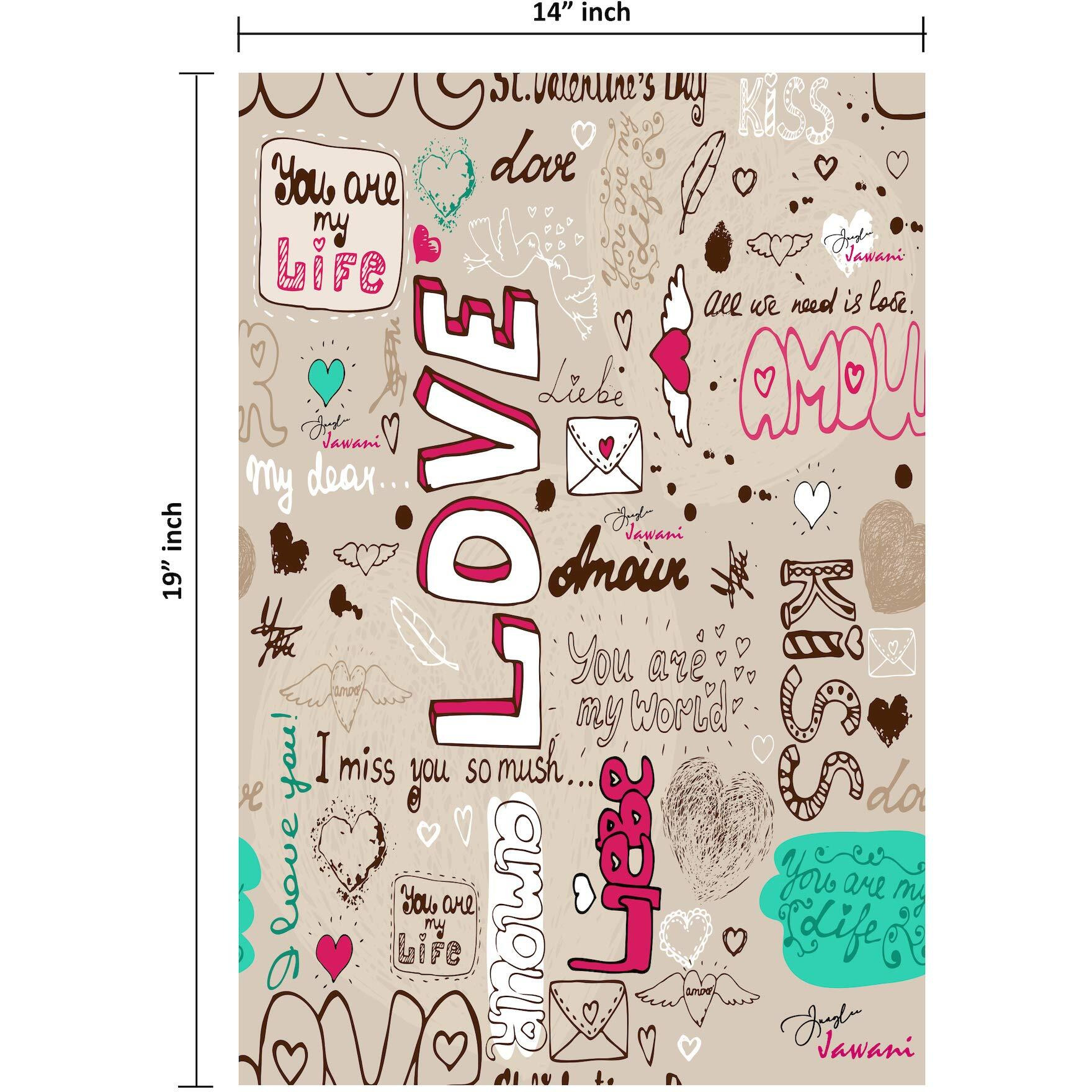 Xs And Os Valentine Special Printed Gift Wrapping Paper (With Satin Ribbon),Pack Of 5 Count,Multicolor