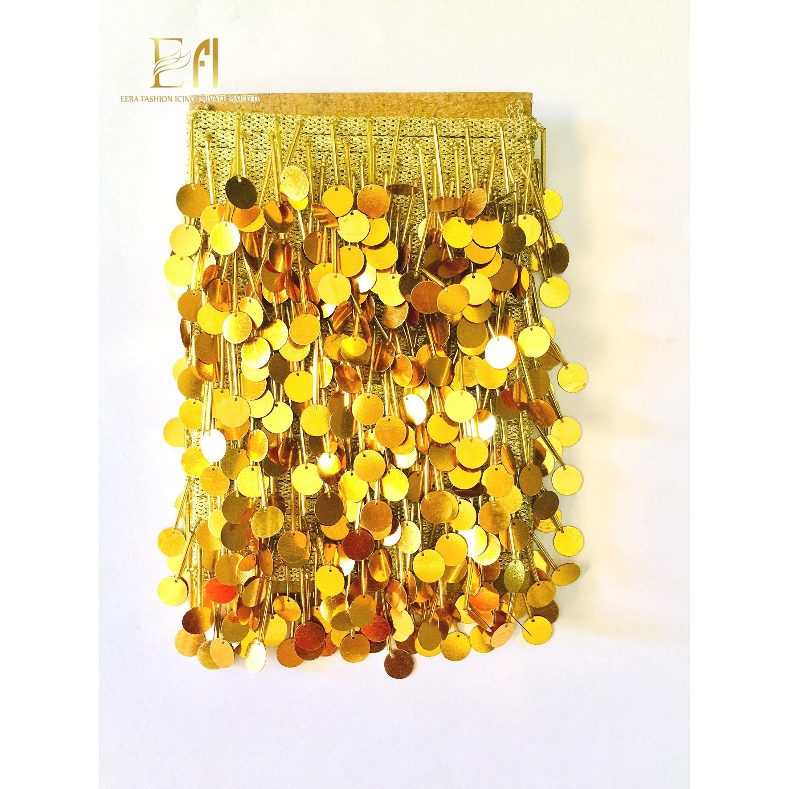 Eera Fashion Icing Private Limited Bead And Sequin Laces For Women Dresses, Crafts And Home Dcor (10 Mtr, Gold)