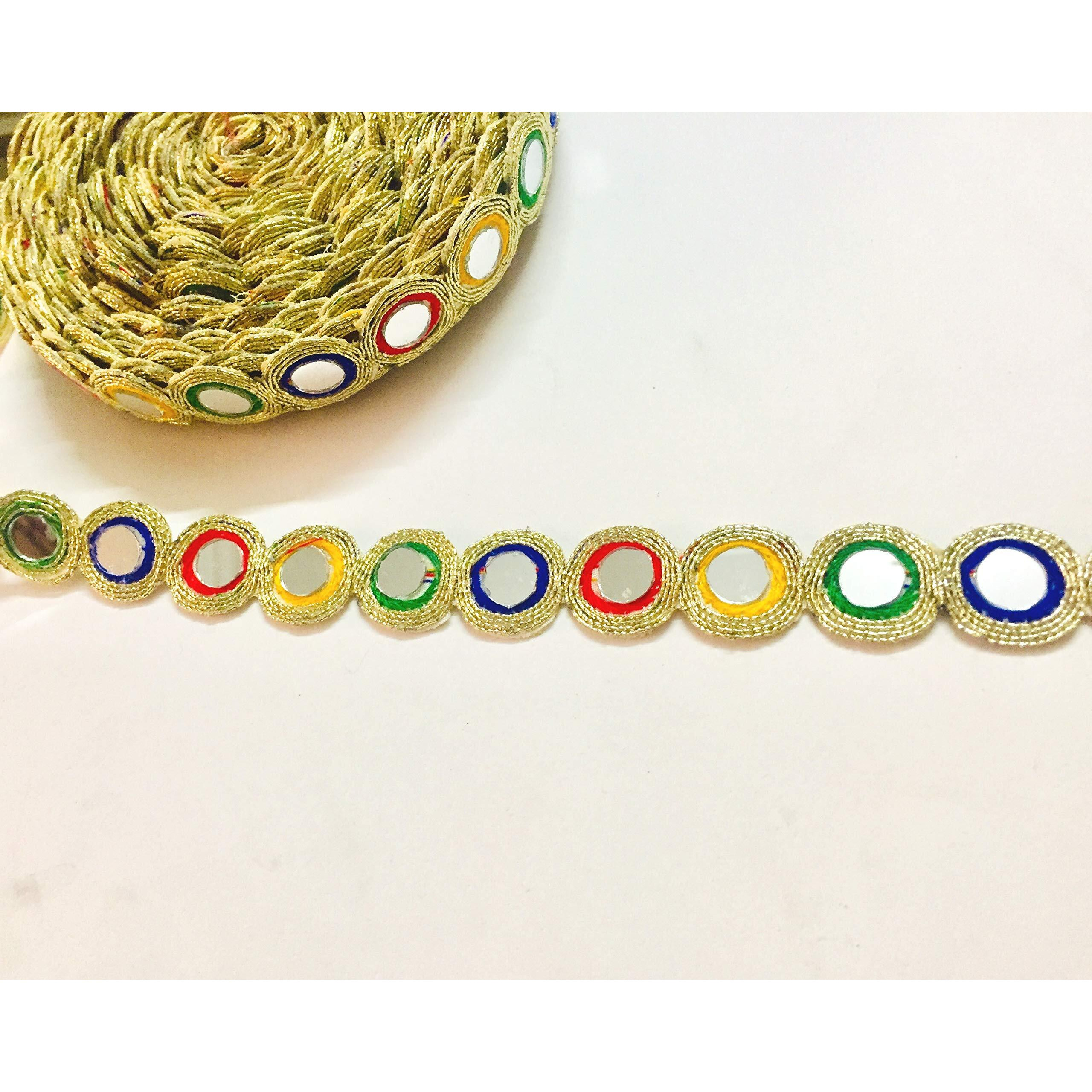 Eerafashionicing Zari And Mirror Laces Border For Women's Dresses, Dupatta, Bridal Dresses, Saree, Lehengas, Palazzo, Anarkali Suits, Blouses, Craft And Home Decor (Multi-Colour, 9 M)