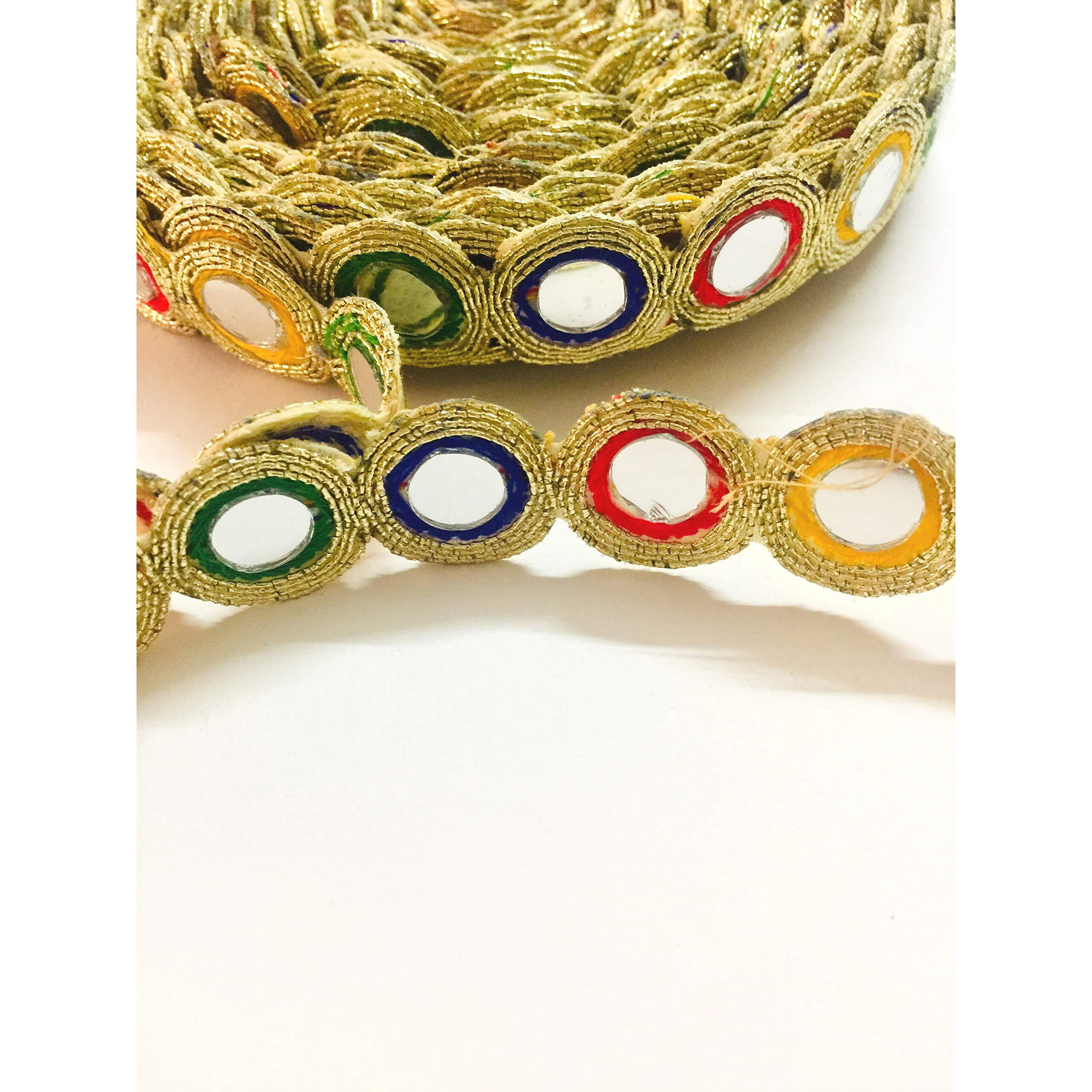 Eerafashionicing Zari And Mirror Laces Border For Women's Dresses, Dupatta, Bridal Dresses, Saree, Lehengas, Palazzo, Anarkali Suits, Blouses, Craft And Home Decor (Multi-Colour, 9 M)