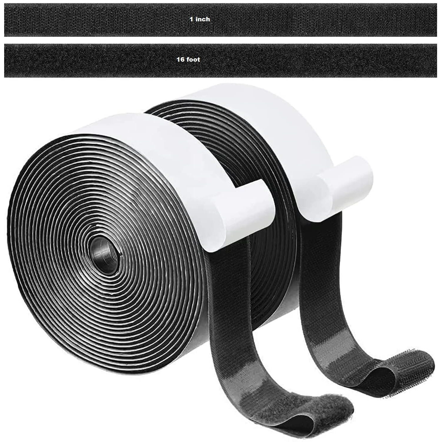 Gopinath Autolink Hook & Loop Tape Roll Strips With Heavy Duty Strips Self Adhesive Back Mounting Tape Closeout Nylon Strips Water Tear Resistant For Window (1 Inch*16 Foot)