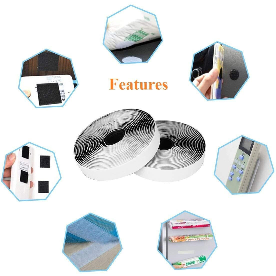 Gopinath Autolink Hook & Loop Tape Roll Strips With Heavy Duty Strips Self Adhesive Back Mounting Tape Closeout Nylon Strips Water Tear Resistant For Window (1 Inch*16 Foot)