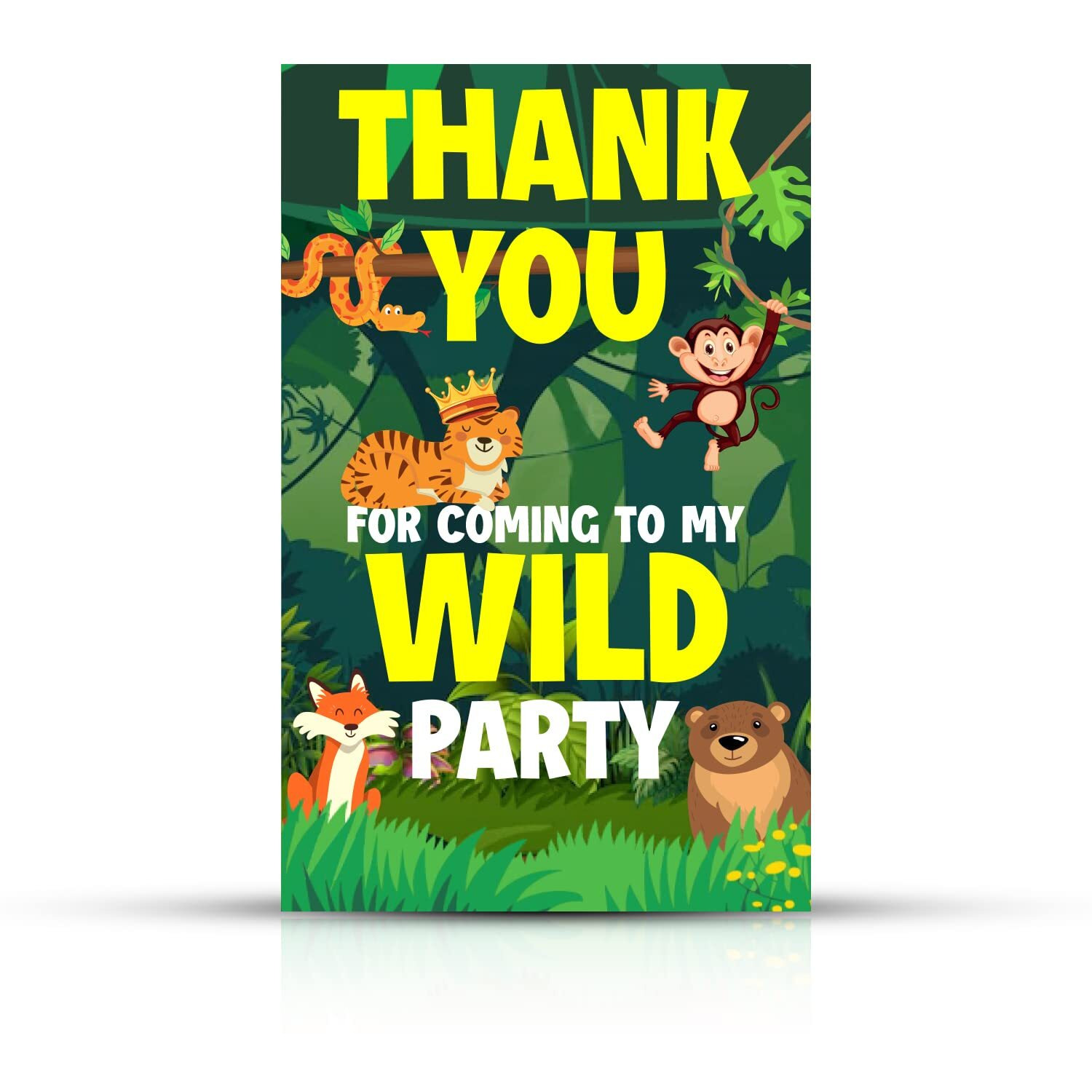 Zyozique Jungle Theme Thank You For Coming To My Wild Party Tags For Birthday,Jungle Thank You Label Tags For Birthday,Bridal Shower, Wedding, Baby Shower, Thanksgiving Favor (Pack Of 30)