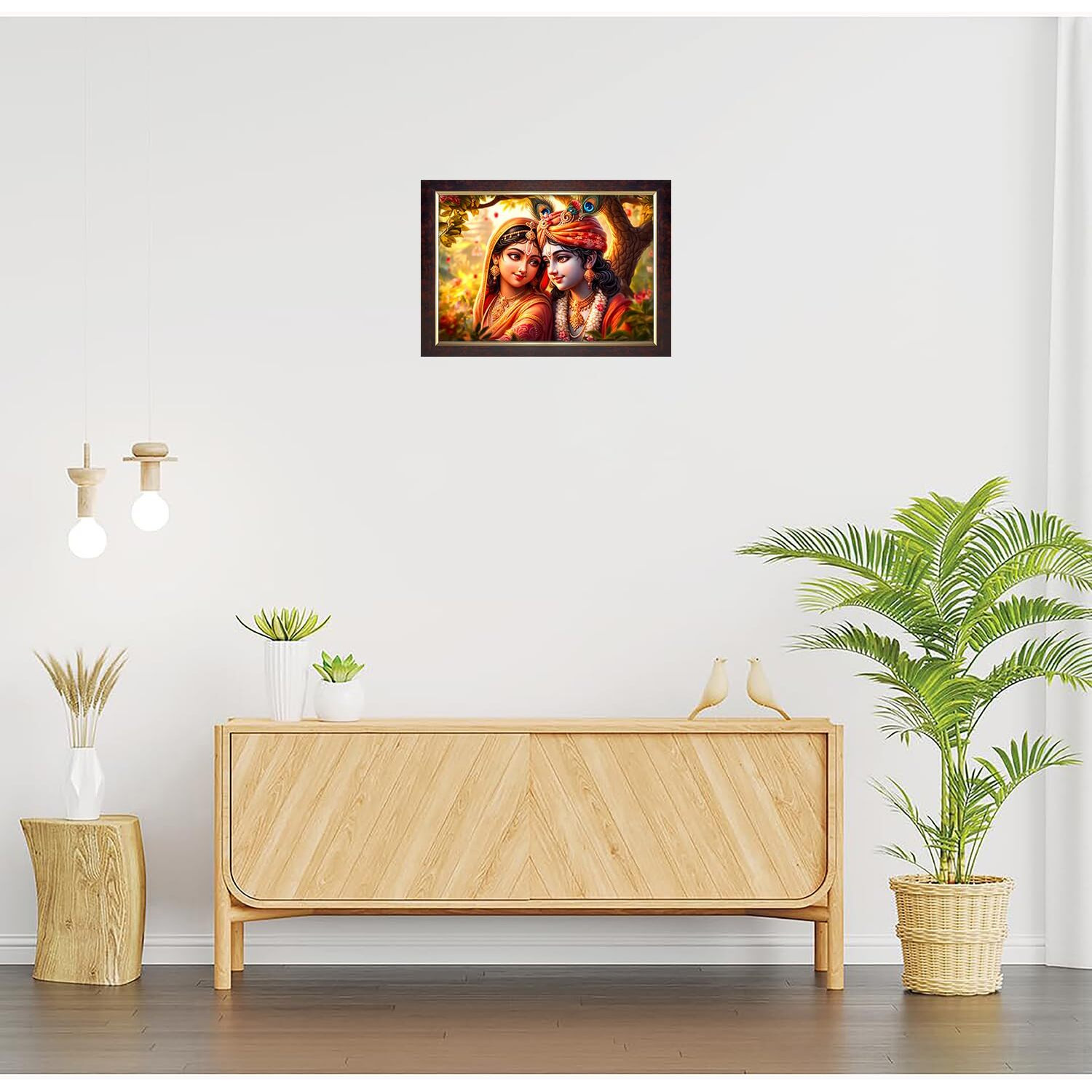 Dharvika Innovations Radha Krishna Religious Photo Frame, 14X20 Inch, Copper Gold, Sparkle Coated Lamination 23173