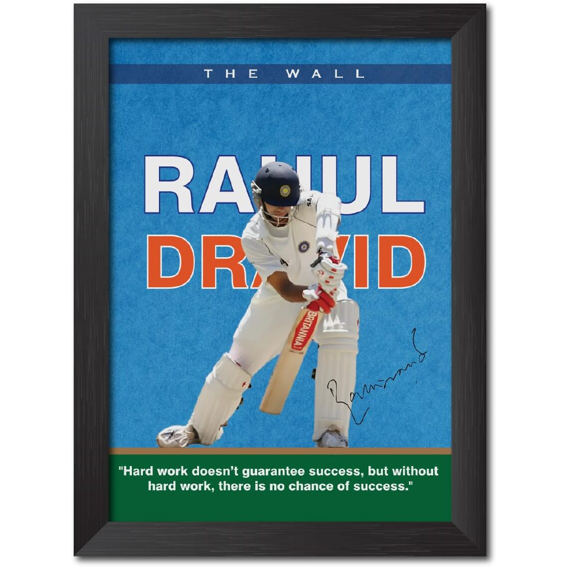 Tenorarts Rahul Dravid Poster Frame Indian Cricket Photo Framed Painting With Matt Finish Black Textures (12 Inches X 9Inches)