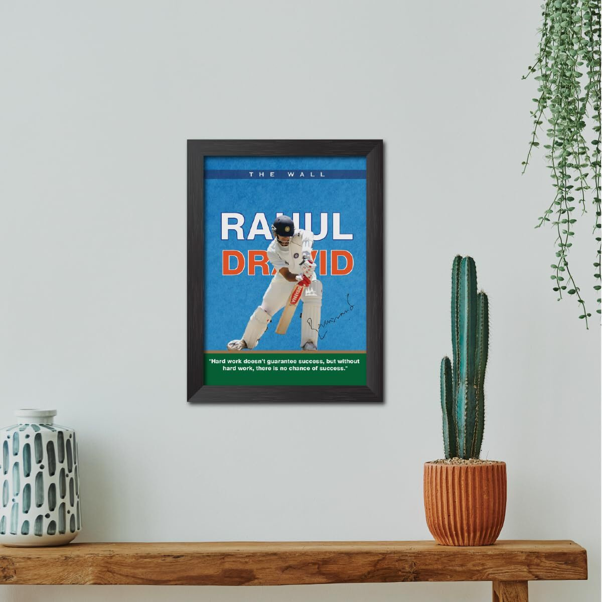 Tenorarts Rahul Dravid Poster Frame Indian Cricket Photo Framed Painting With Matt Finish Black Textures (12 Inches X 9Inches)