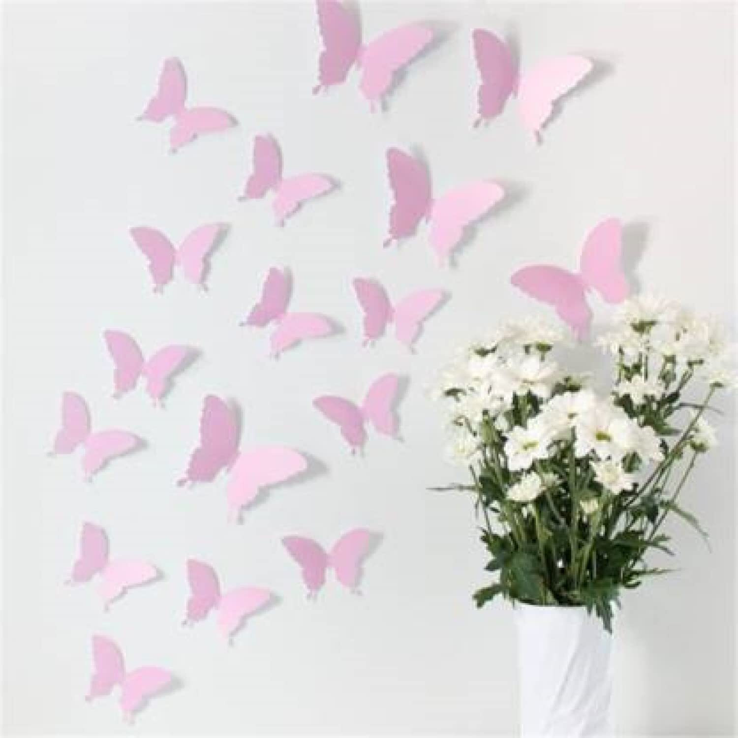 Jaamso Royals Light Pink Pvc Vinyl 3D Butterfly Decorative Peel And Stick Home Decor Art Decal Self Adhesive Wall Sticker - 12 Pcs
