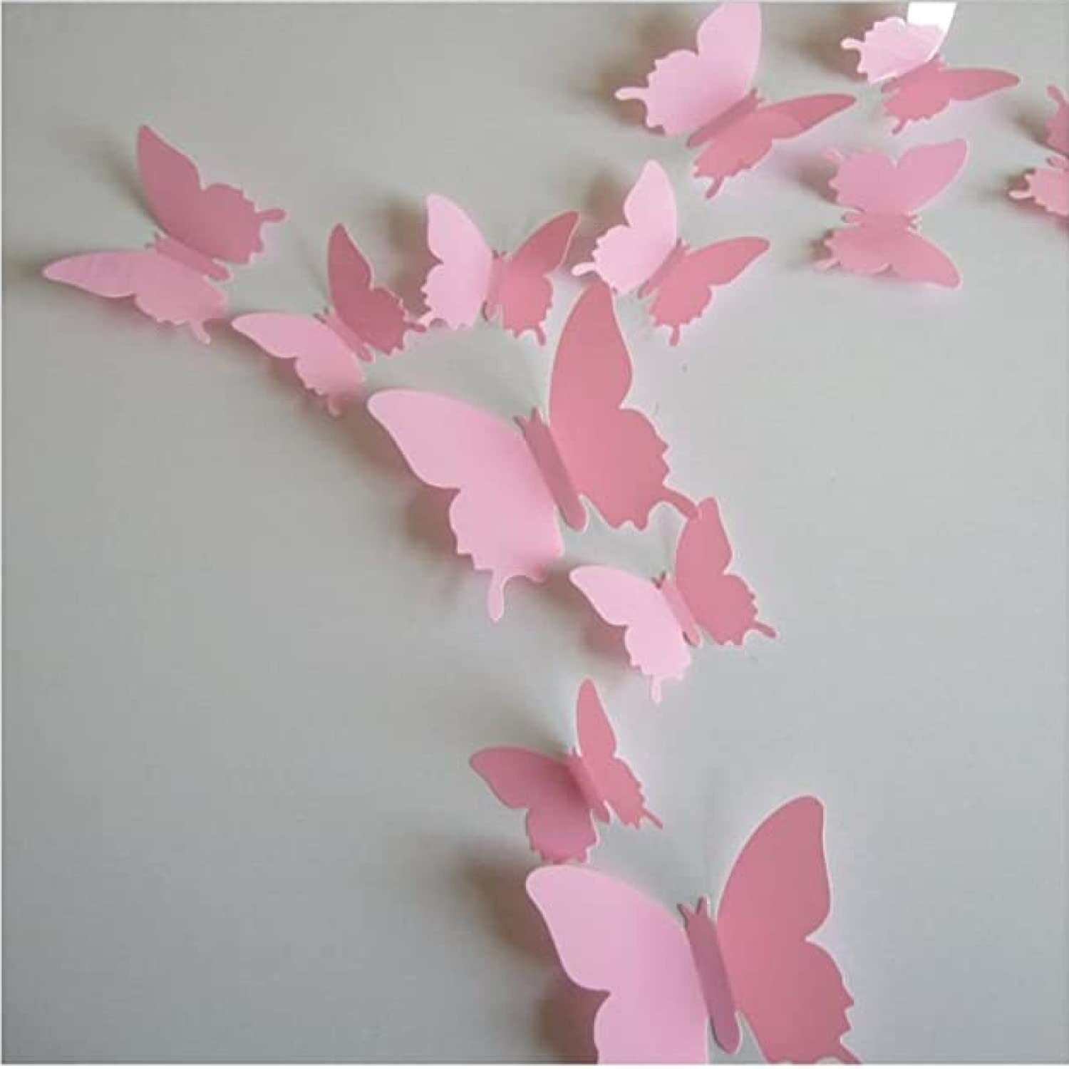 Jaamso Royals Light Pink Pvc Vinyl 3D Butterfly Decorative Peel And Stick Home Decor Art Decal Self Adhesive Wall Sticker - 12 Pcs