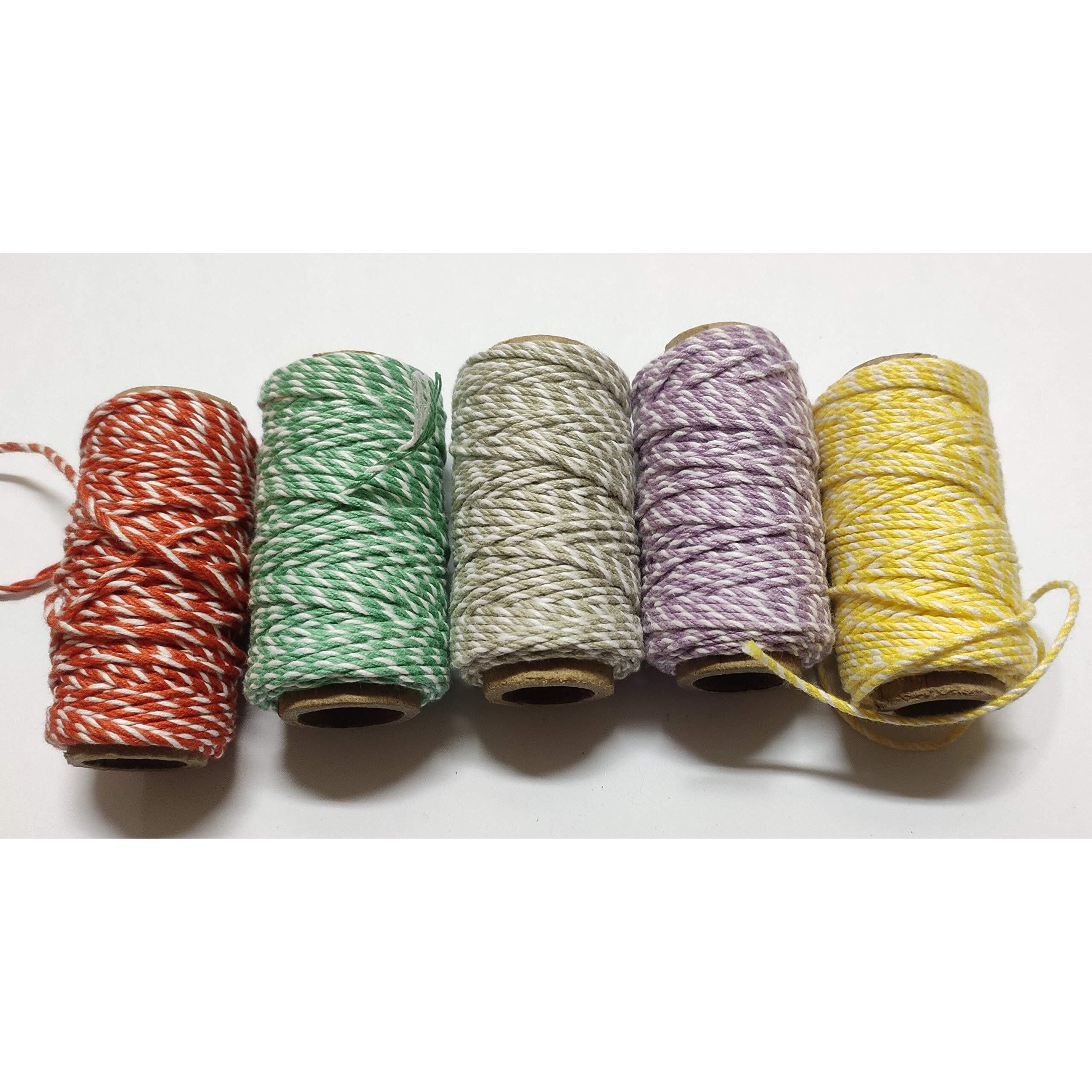 Omx Total 100 Mtr - 2 Tone Twisted Cotton Dori Thread (20 Meters In 1 Roll / Colour, 0.6Mm Thick) For Macrame Diy And Other Projects, Two- Color Ropes Cotton Twines Strings Cord