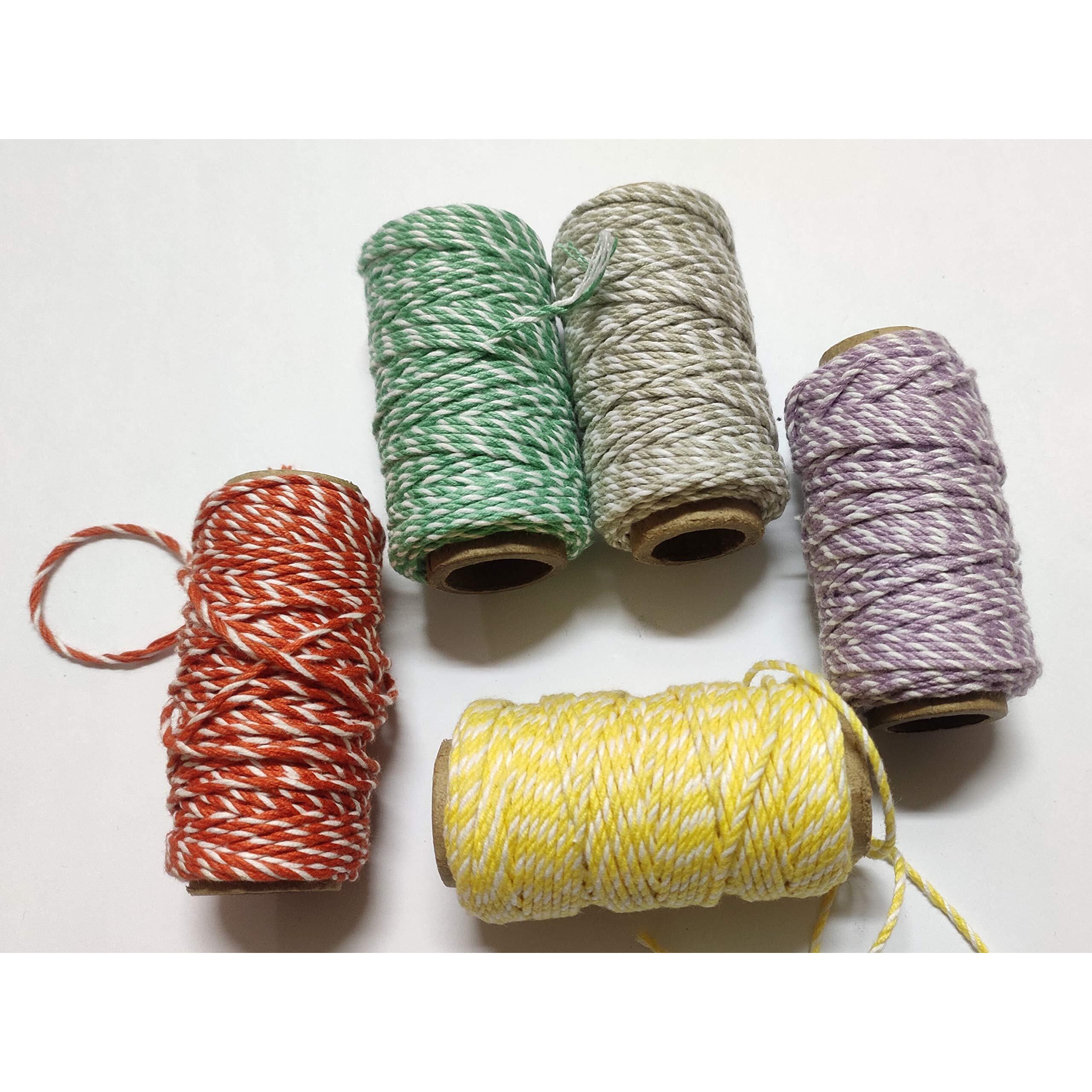 Omx Total 100 Mtr - 2 Tone Twisted Cotton Dori Thread (20 Meters In 1 Roll / Colour, 0.6Mm Thick) For Macrame Diy And Other Projects, Two- Color Ropes Cotton Twines Strings Cord