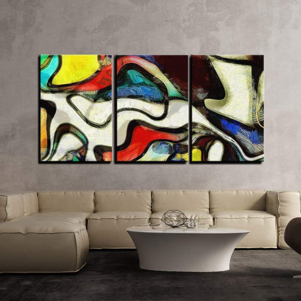 Printelligent Canvas Wall Paintings Big Size 3 Panel Beautiful Wall Art Painting Wooden Framed (18 X 36 Inch) (Modern Art_05)