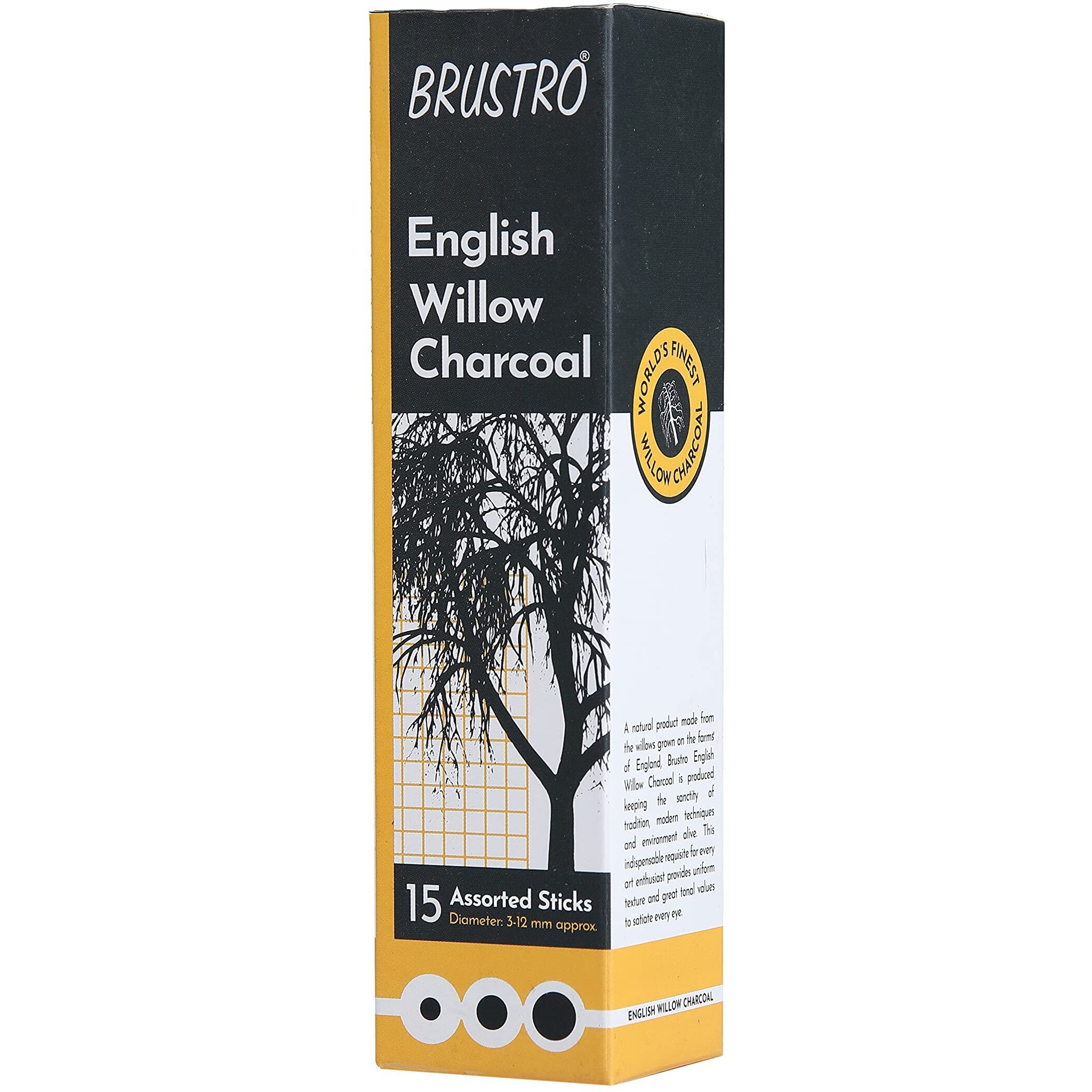 Brustro English Willow Charcoal Assorted (15 Sticks)
