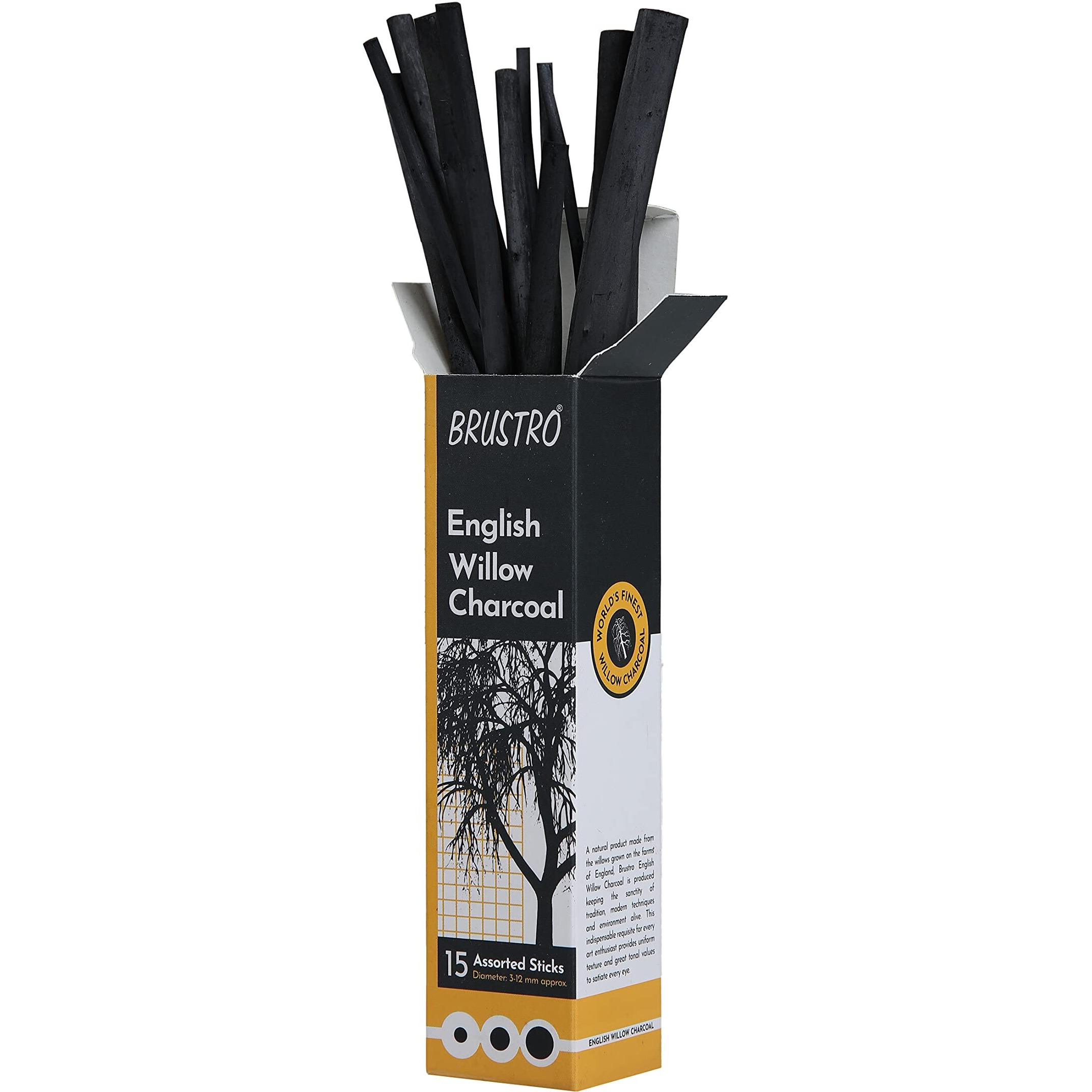 Brustro English Willow Charcoal Assorted (15 Sticks)