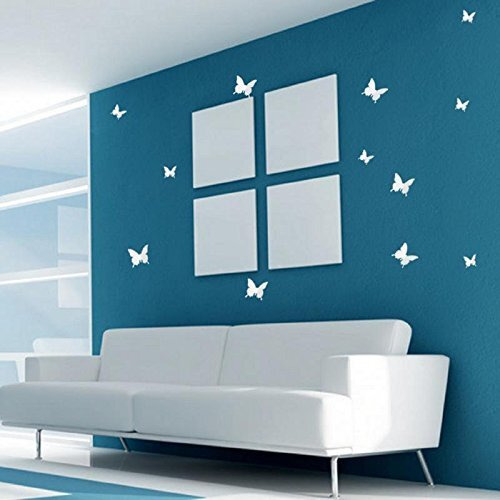 Jaamso Royals White 3D Butterflies' Decorative Peel And Stick Self Adhesive Wall Sticker For Home Decor And Wall Decor 1 Combo Of 12 Piece (Pvc Vinyl, 13 Cm X 15 Cm, 3D Stickers)