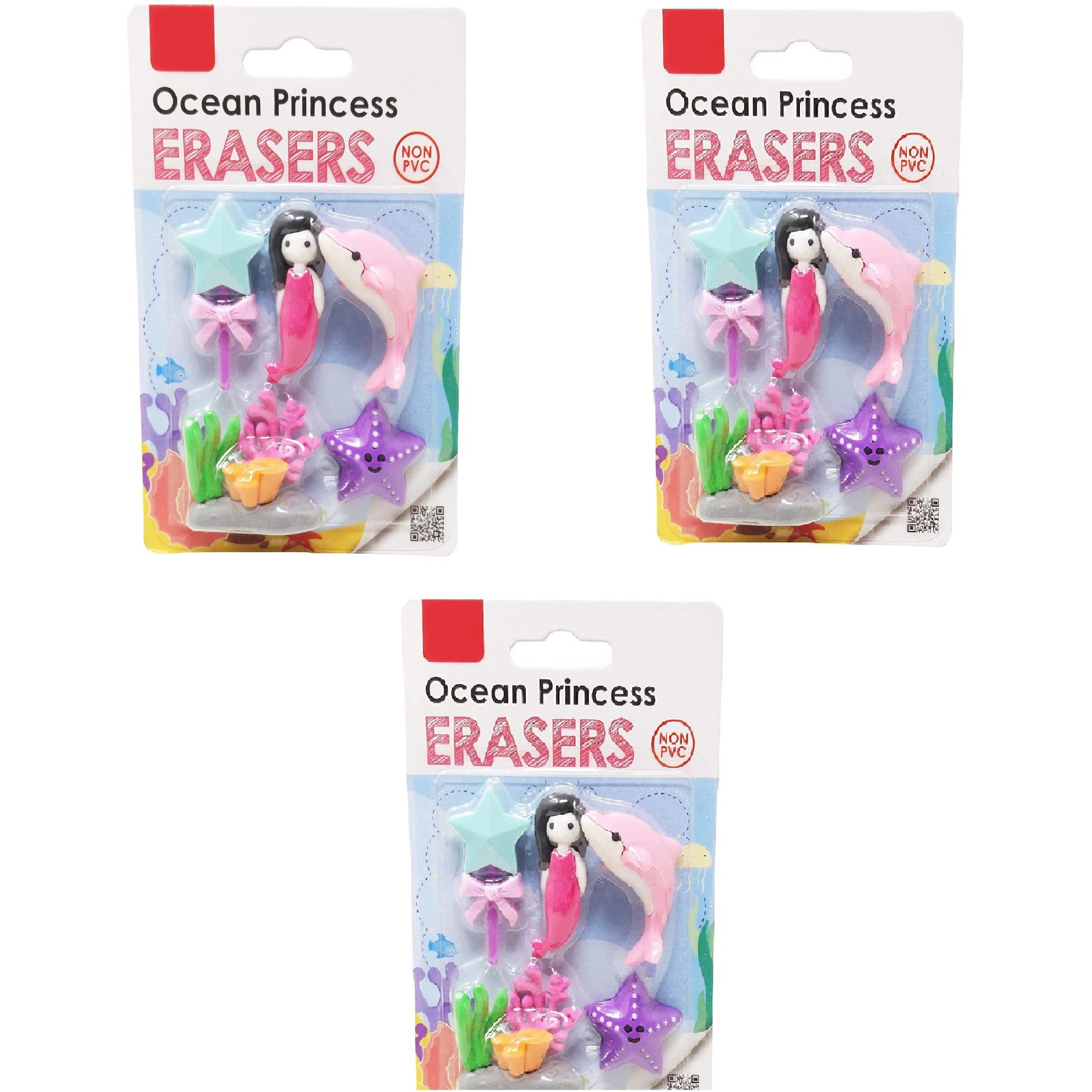 Parteet Mermaid Eraser (Pack Of 3) For Kids