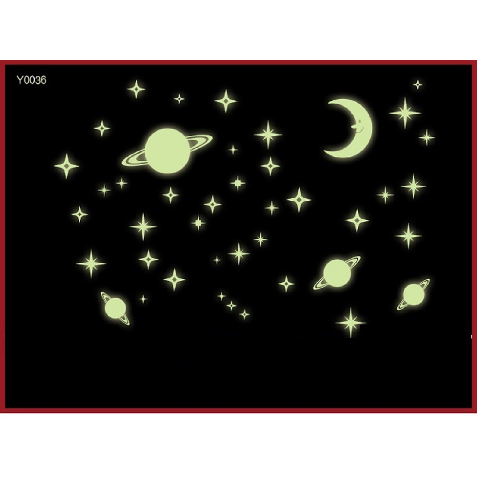 Jaamso Royals 'Radium Moon & Falling Stars' Glow In Dark Sticker (Pvc Vinyl, 21 Cm X 29.7 Cm, Ceiling Decor Stickers)